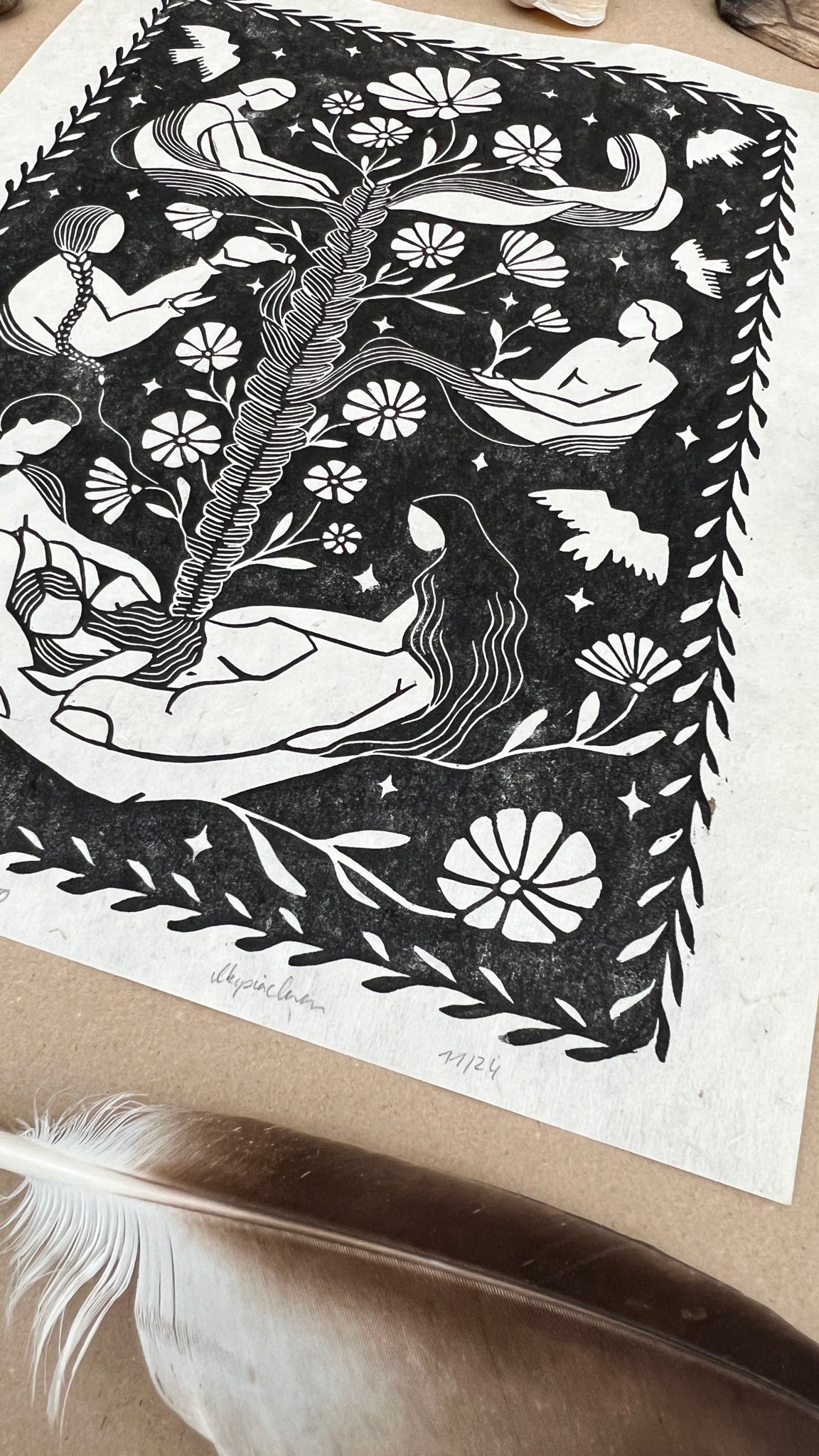 Ancestors Calling Linoldruck Limited Edition - art.from.ilkas.heart