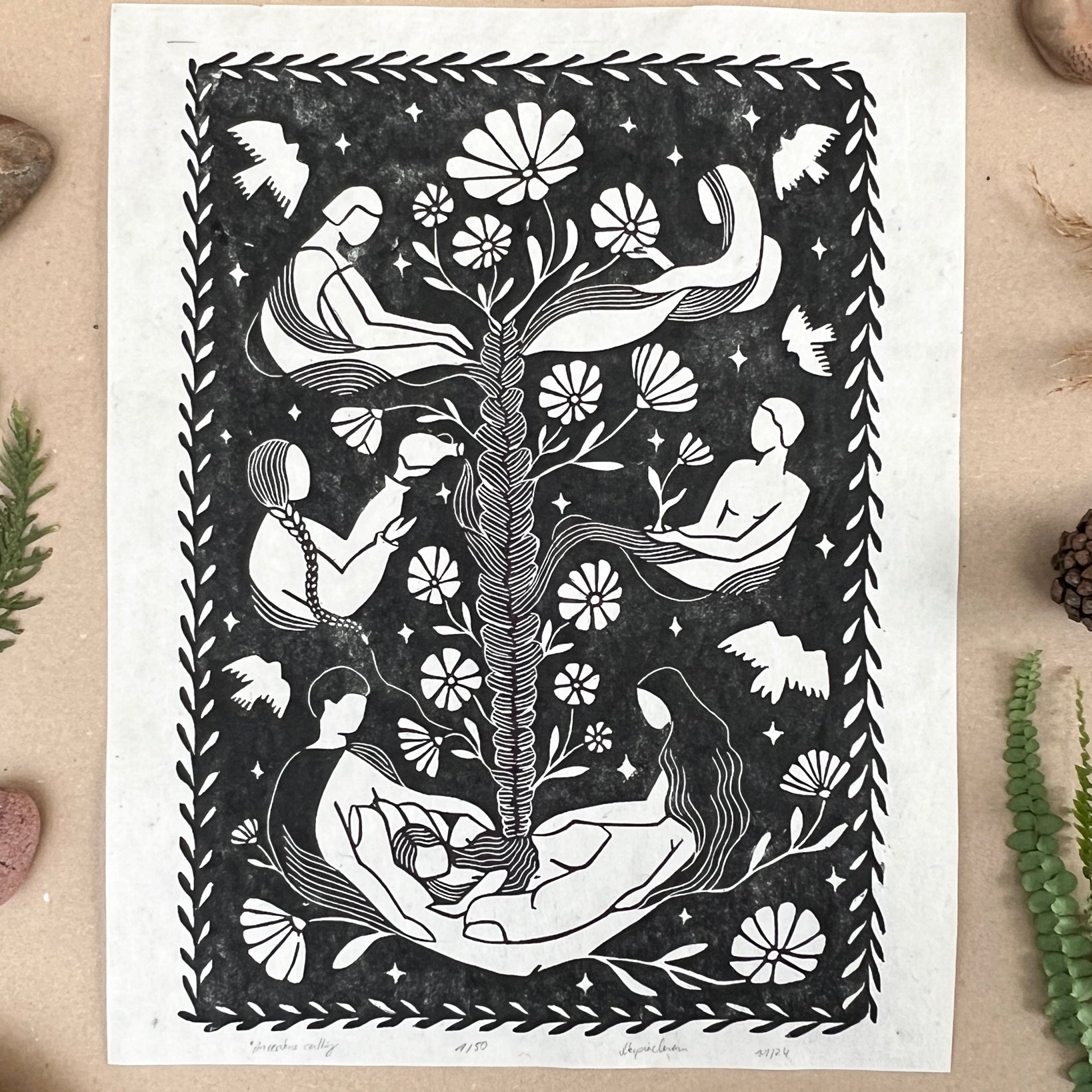 Ancestors Calling Linoldruck Limited Edition - art.from.ilkas.heart