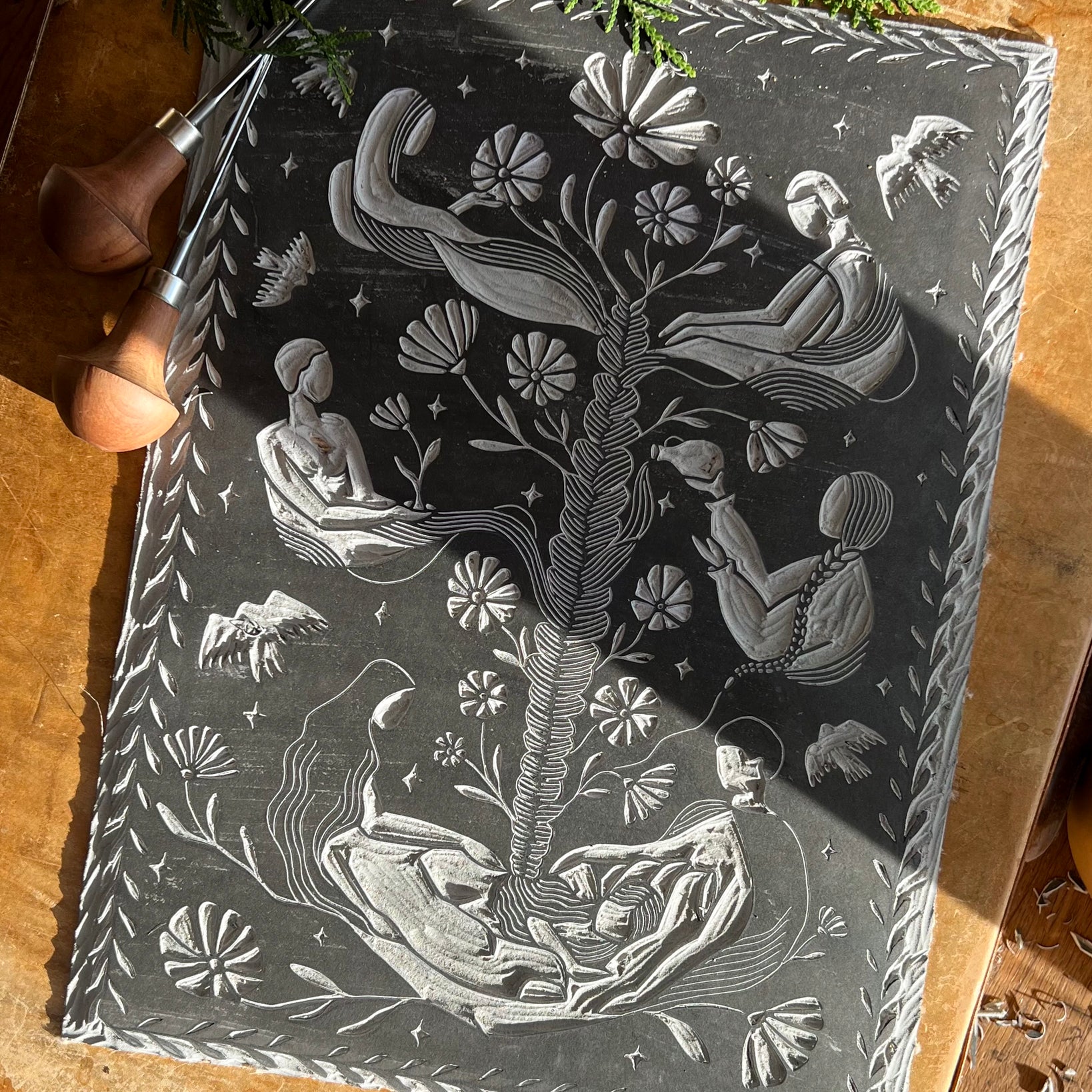 Ancestors Calling Linoldruck Limited Edition - art.from.ilkas.heart