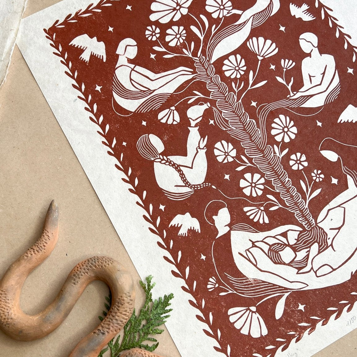 Ancestors Calling Linoldruck Limited Edition - art.from.ilkas.heart