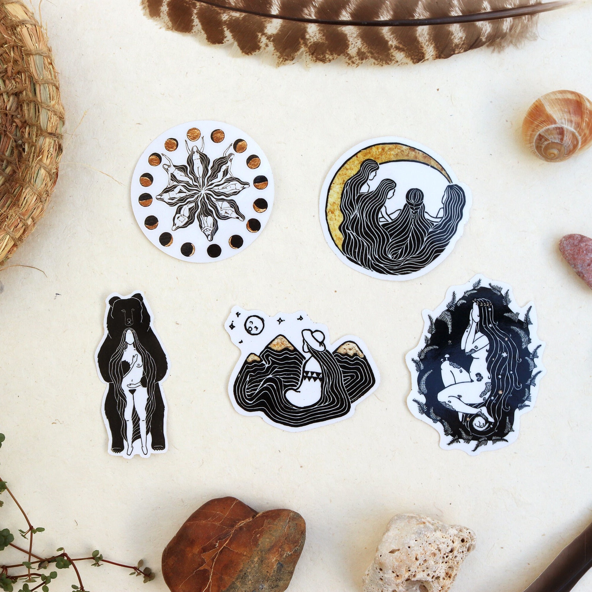 Aufkleber Sammlung mit 5 Göttinen - art.from.ilkas.heart