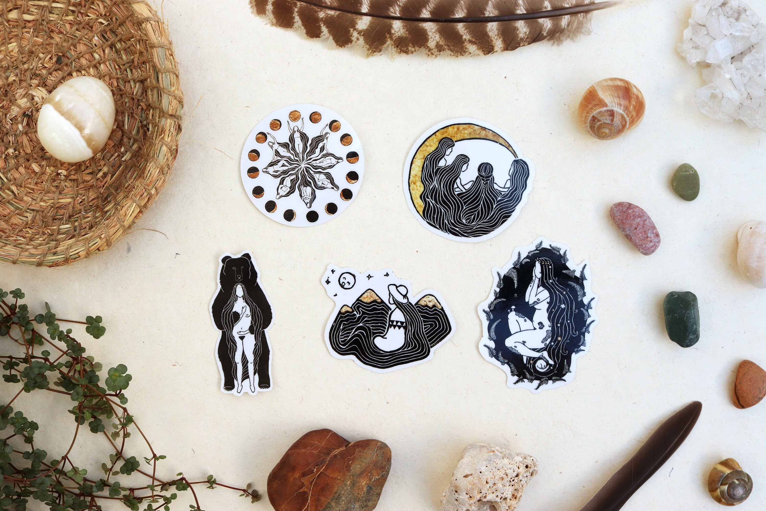 Aufkleber Sammlung mit 5 Göttinen - art.from.ilkas.heart