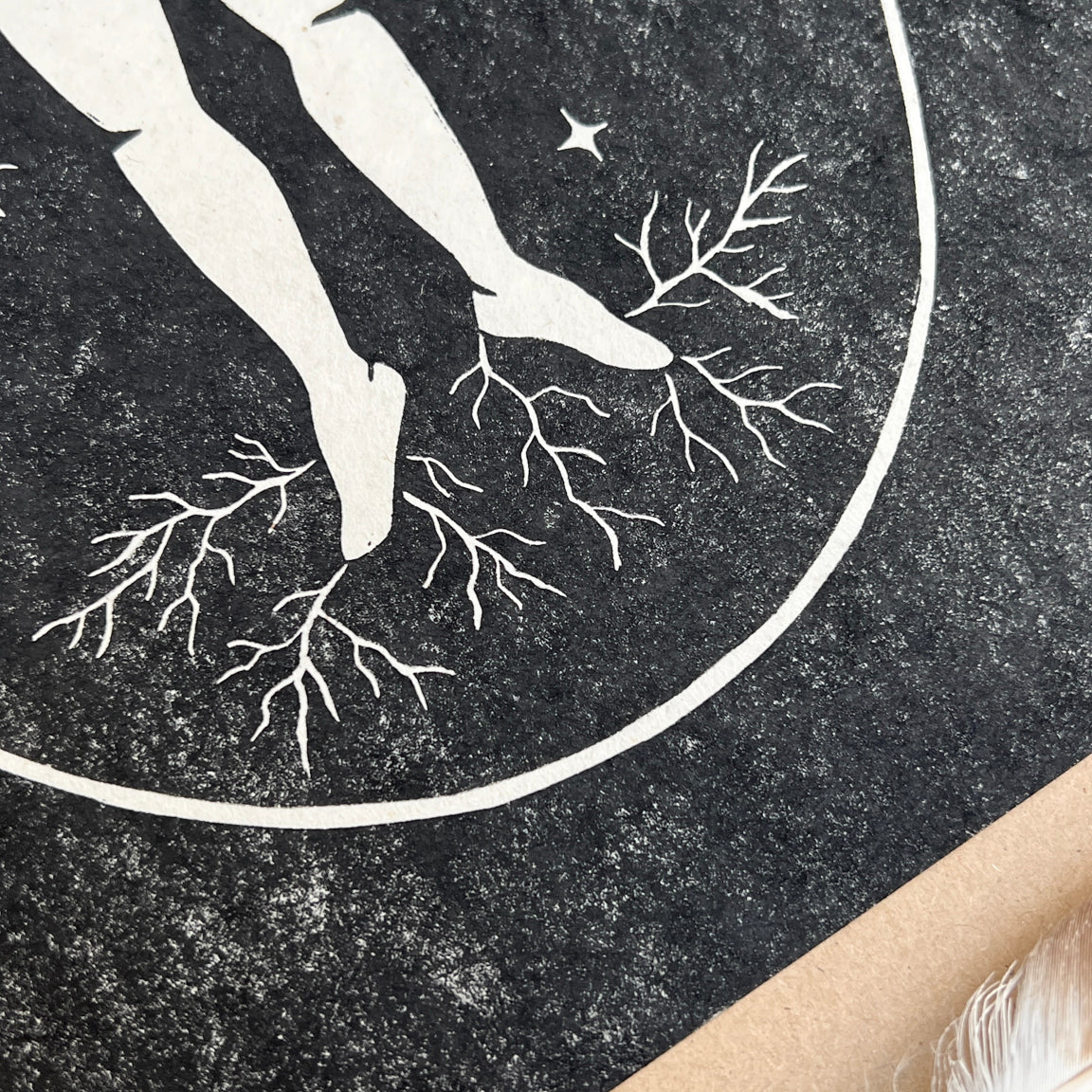 Der verwurzelte Mann Linoldruck - art.from.ilkas.heart