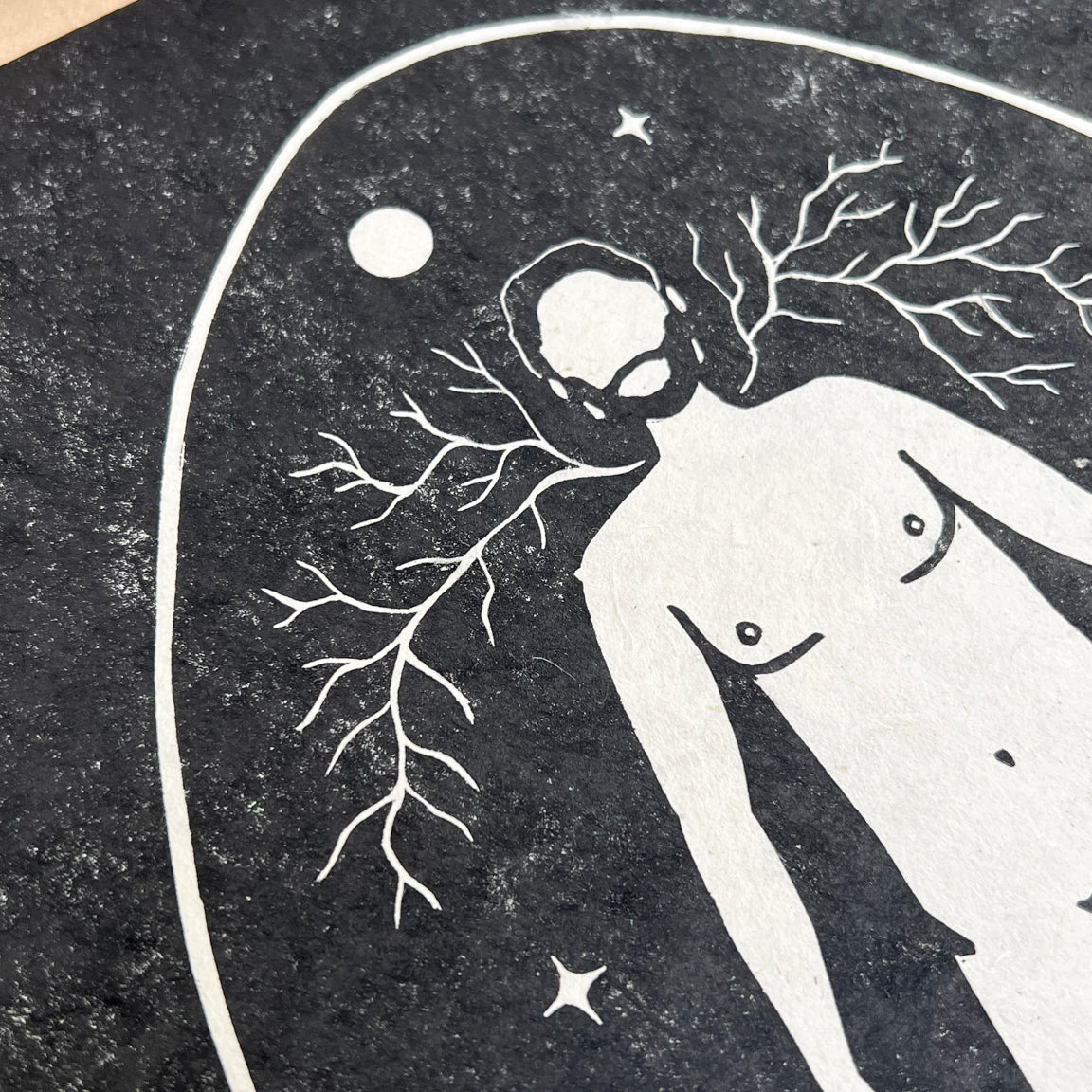 Der verwurzelte Mann Linoldruck - art.from.ilkas.heart