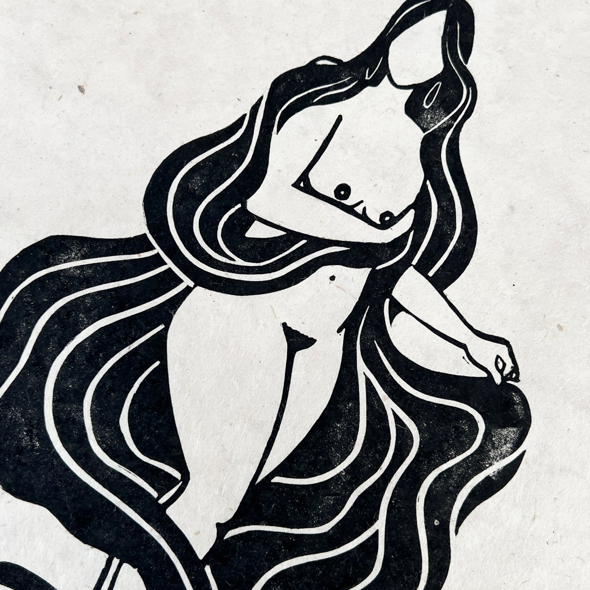 Die Flussgöttin Linoldruck - art.from.ilkas.heart