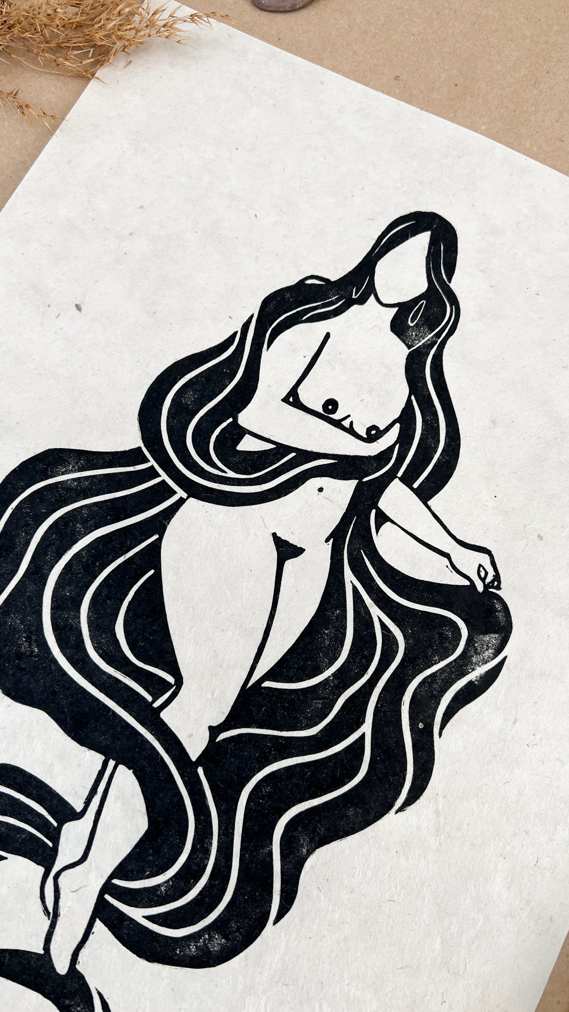 Die Flussgöttin Linoldruck - art.from.ilkas.heart