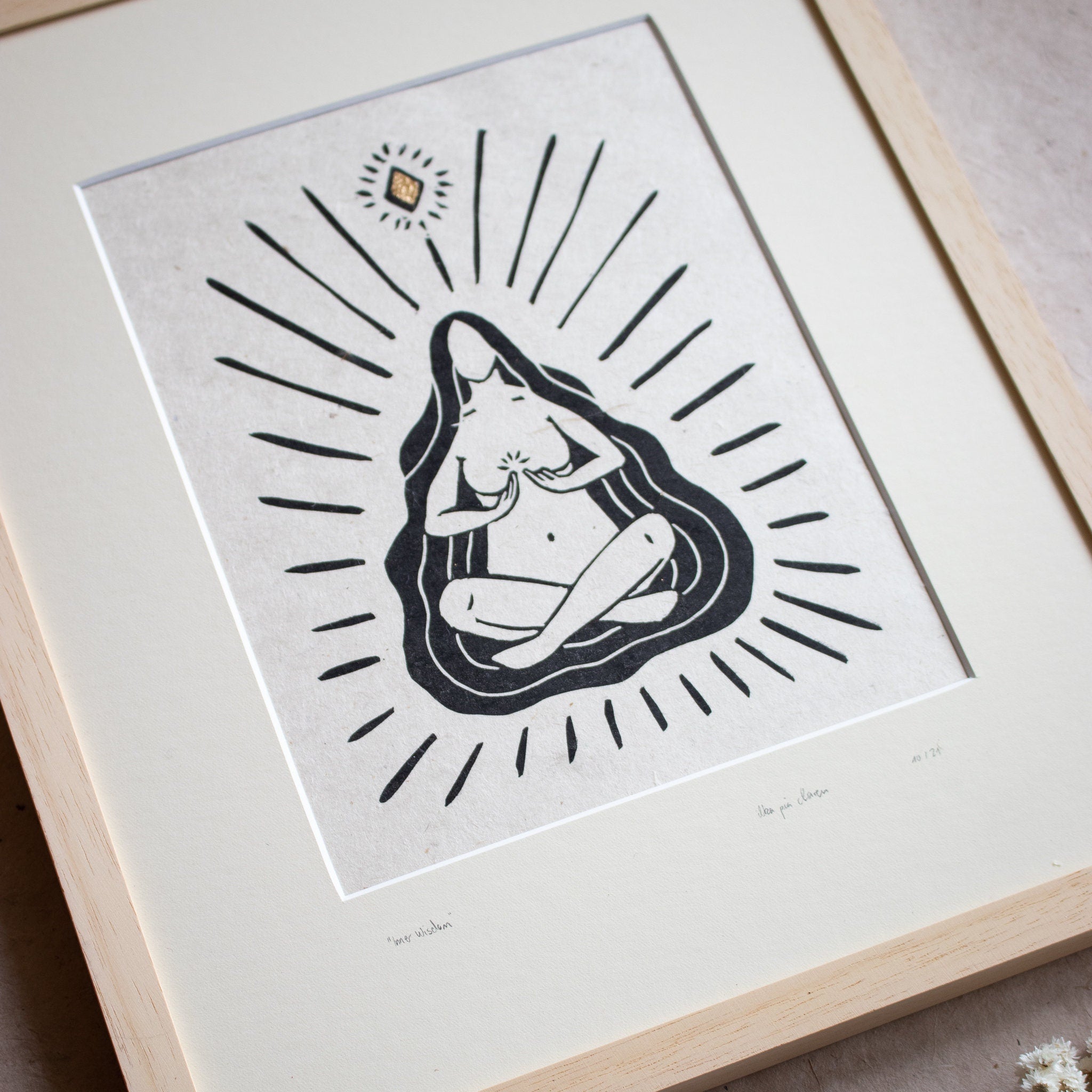 Die Göttin der Inneren Weisheit Linoldruck - art.from.ilkas.heart