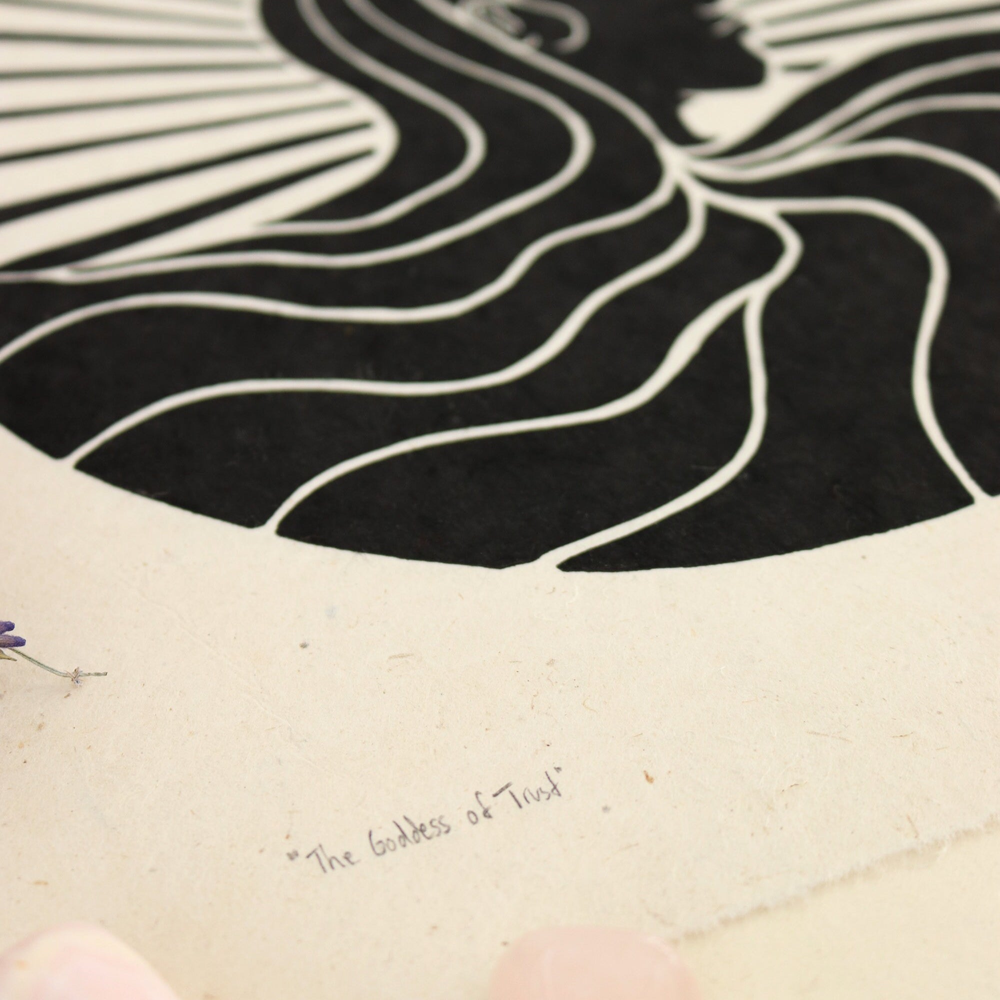 Die Göttin des Vertrauens Linoldruck - art.from.ilkas.heart