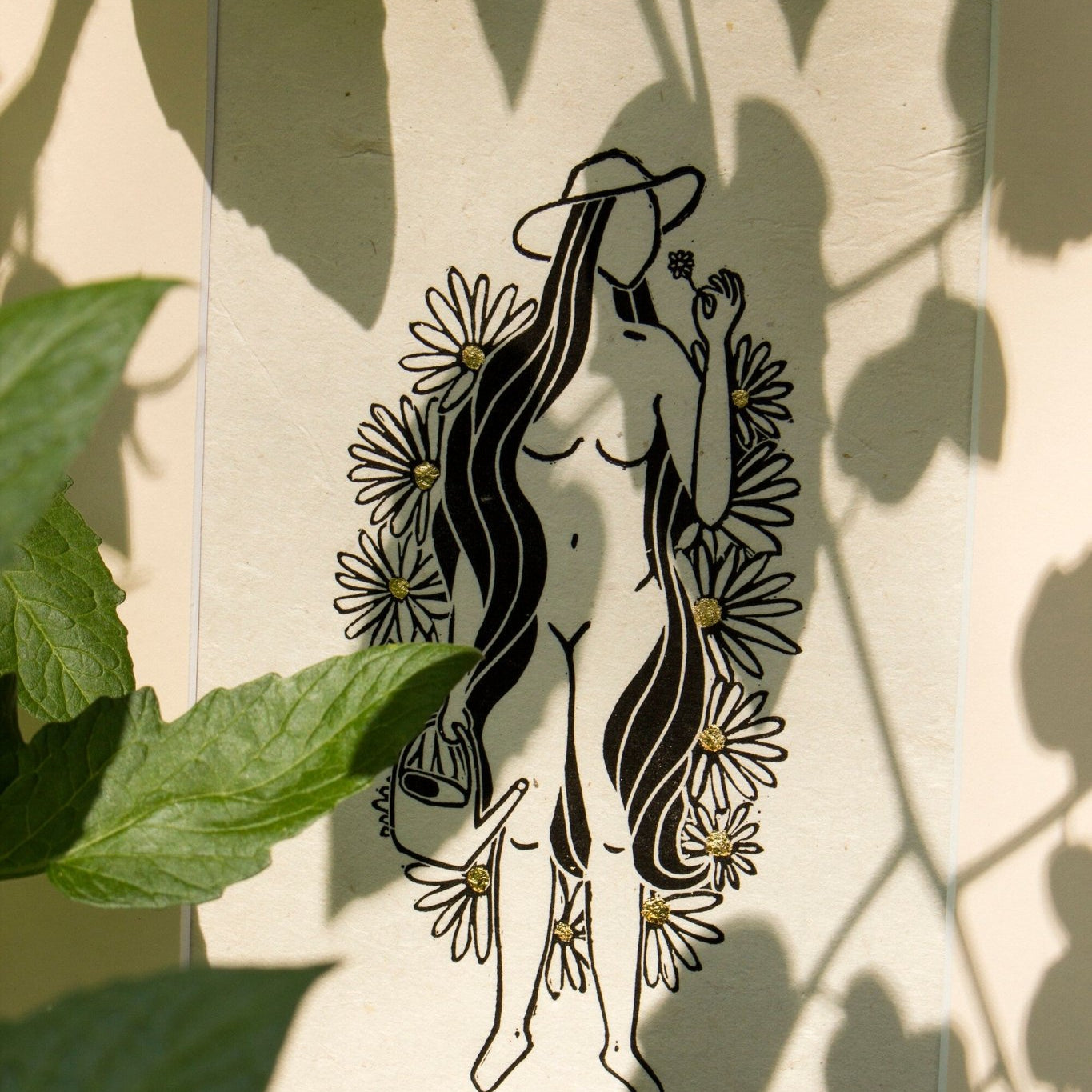 Die Gartengöttin Linoldruck - art.from.ilkas.heart