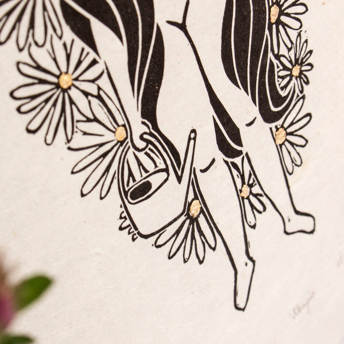 Die Gartengöttin Linoldruck - art.from.ilkas.heart