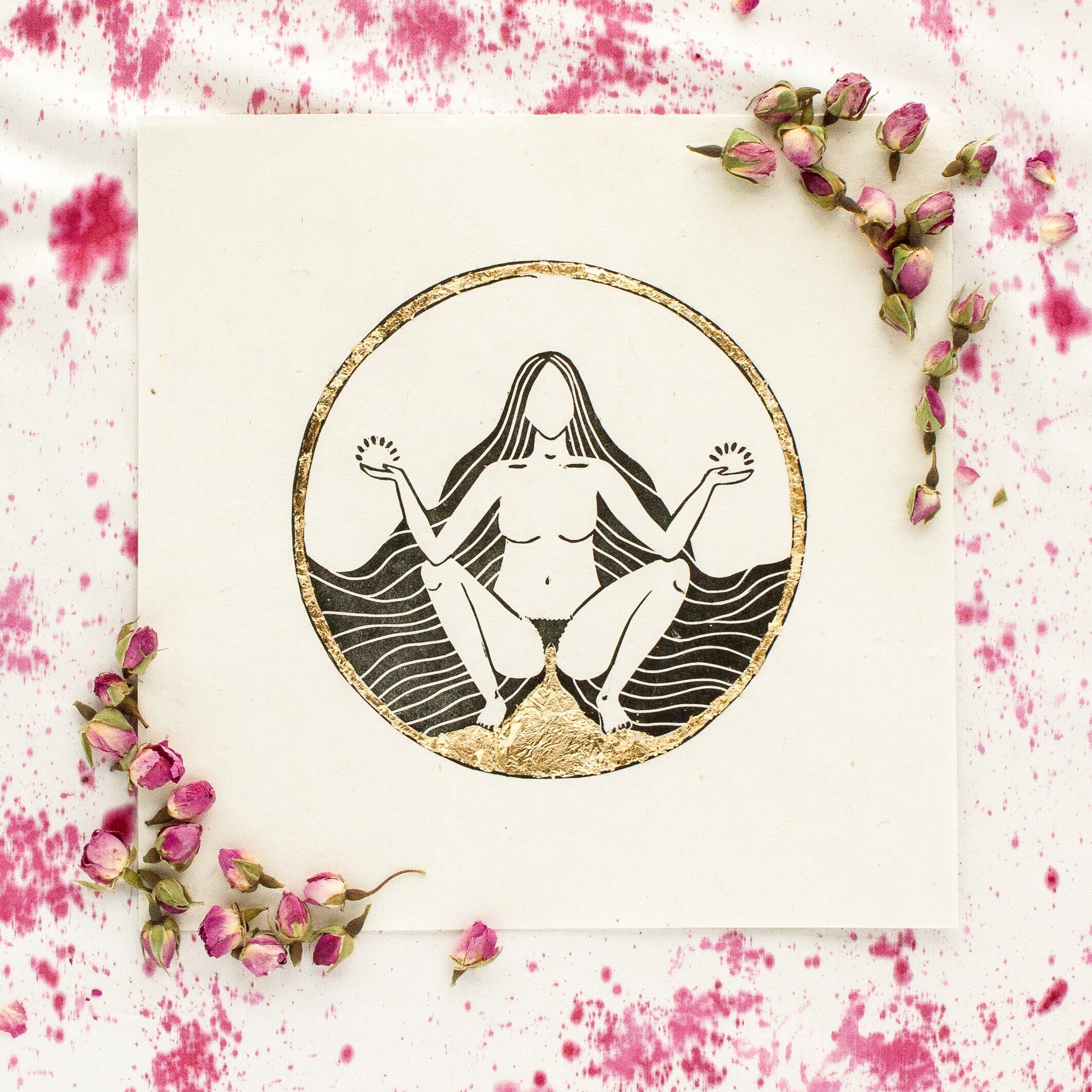 Die blutende Göttin Linoldruck - art.from.ilkas.heart