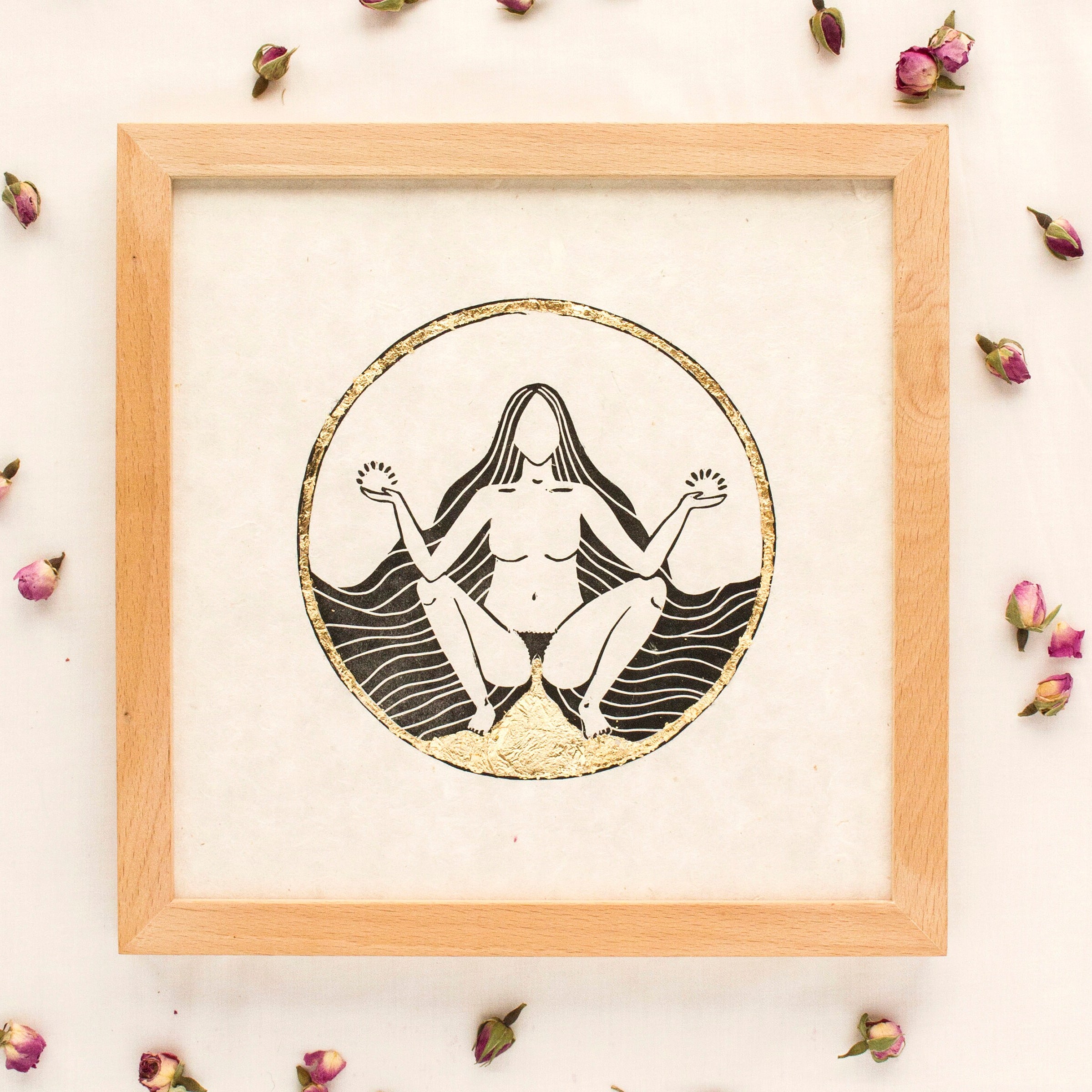 Die blutende Göttin Linoldruck - art.from.ilkas.heart