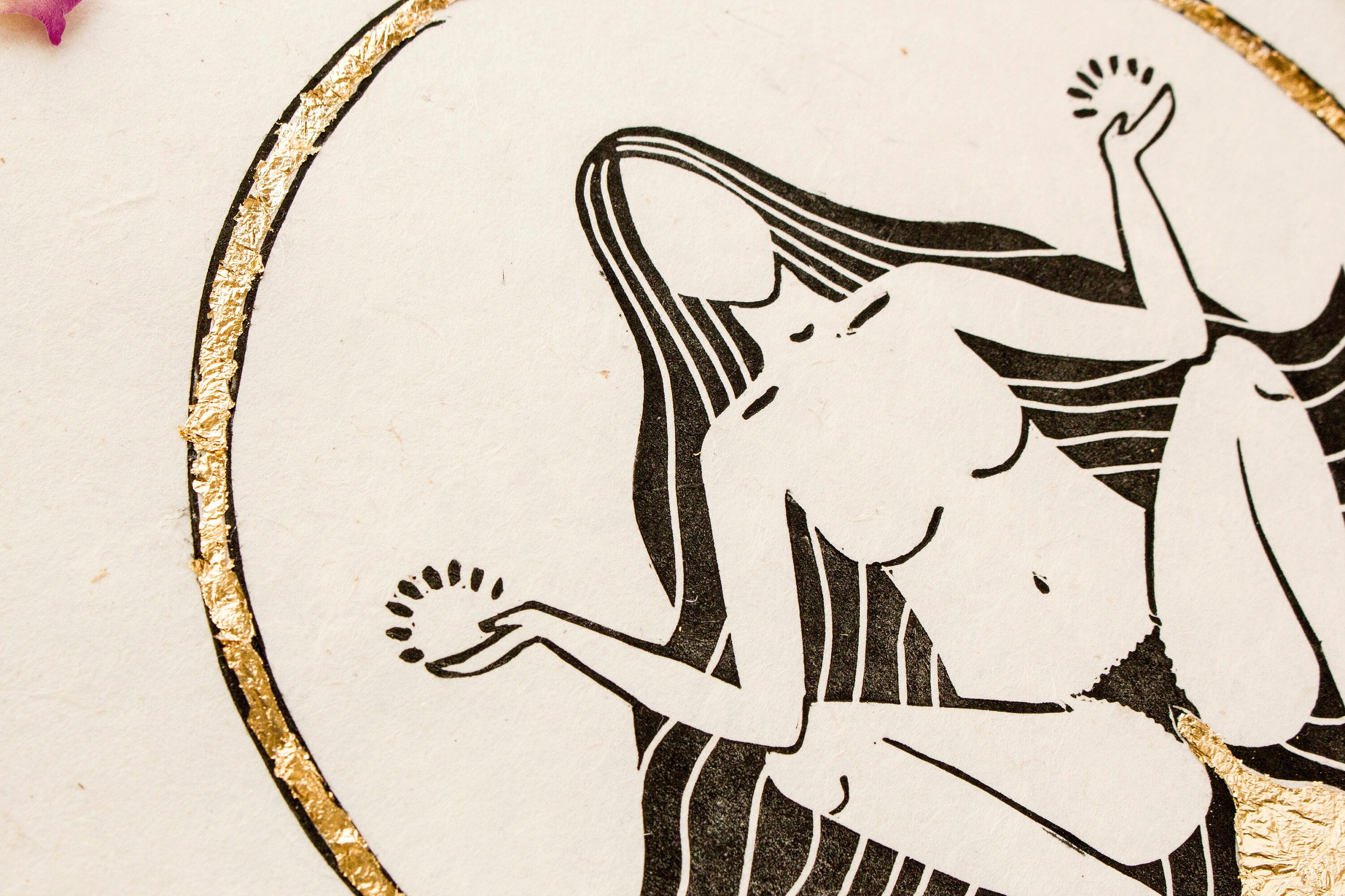 Die blutende Göttin Linoldruck - art.from.ilkas.heart