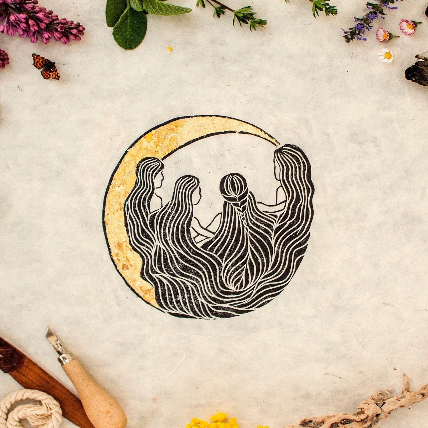 Rahmen & Passepartout für die singenden Mondfrauen - art.from.ilkas.heart