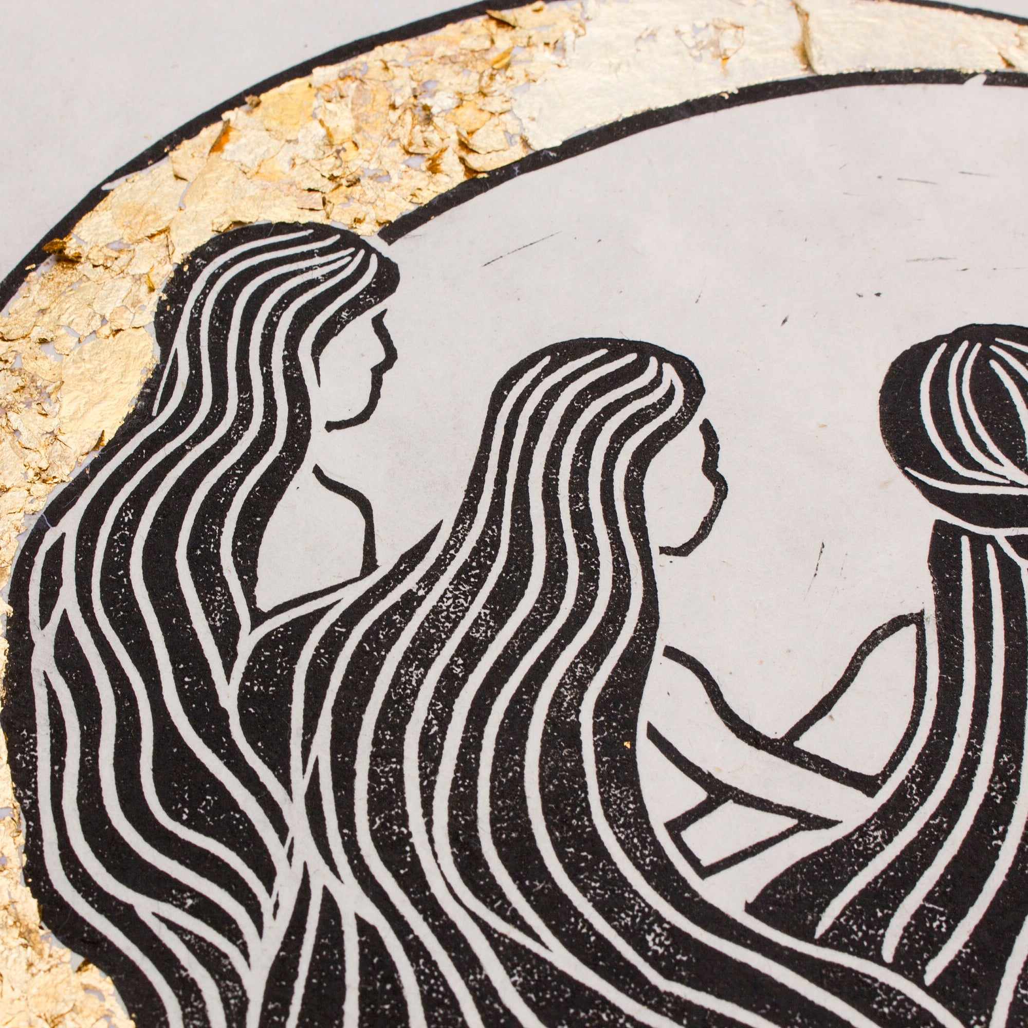 Die singenden Mondfrauen Linoldruck - art.from.ilkas.heart