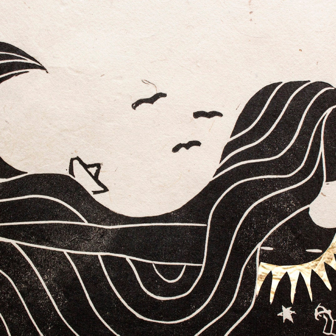 Die wilde Göttin Linoldruck - art.from.ilkas.heart