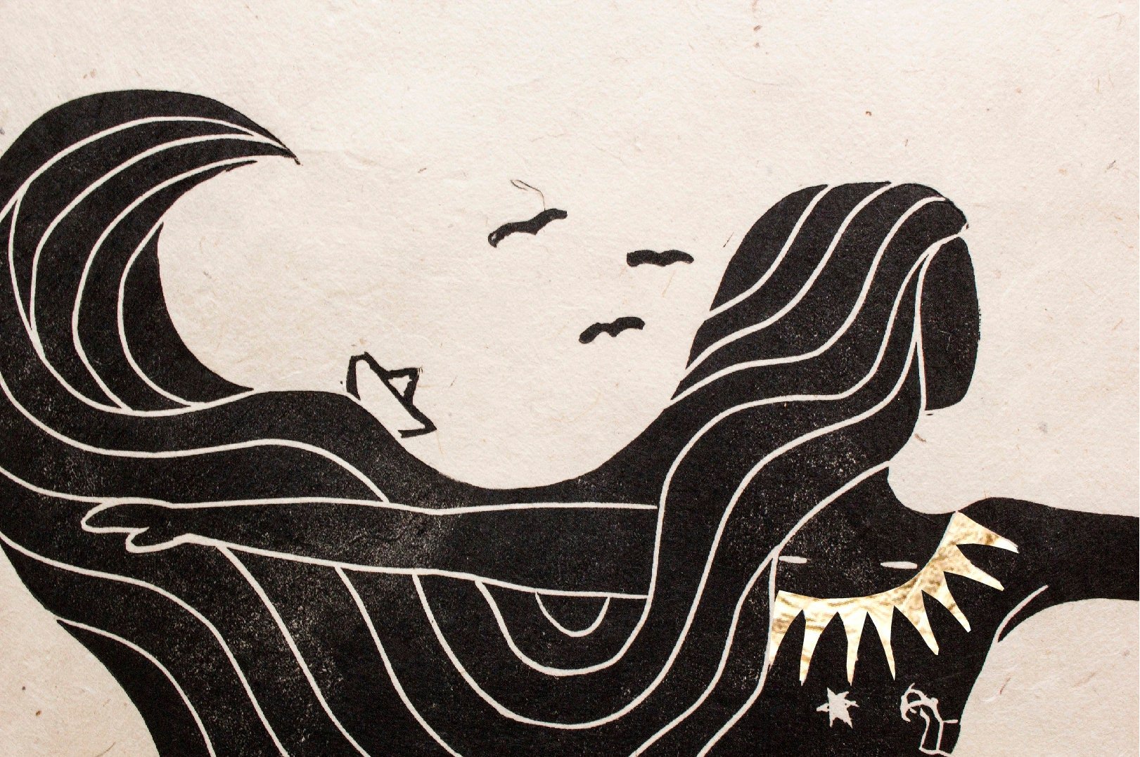 Die wilde Göttin Linoldruck - art.from.ilkas.heart