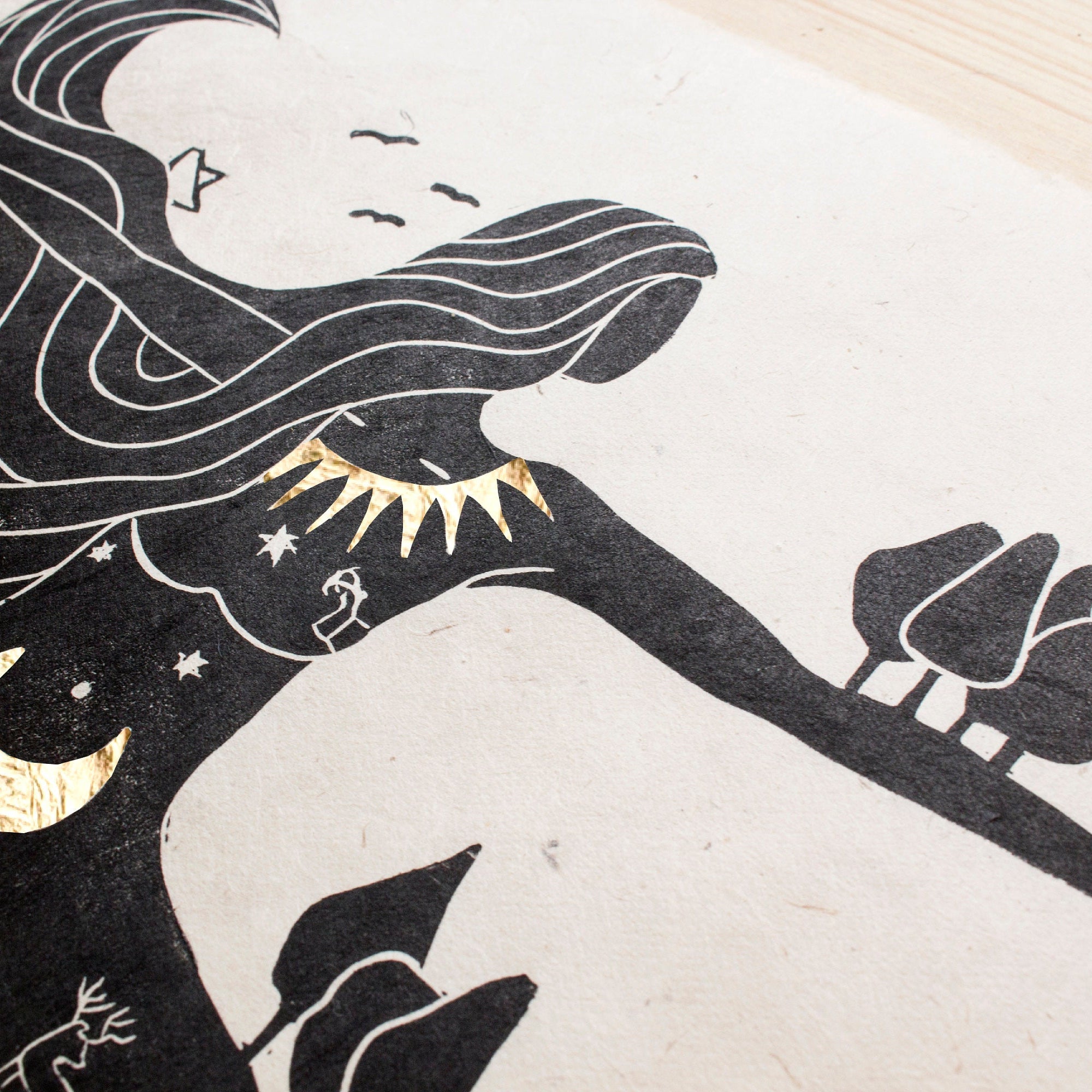 Die wilde Göttin Linoldruck - art.from.ilkas.heart