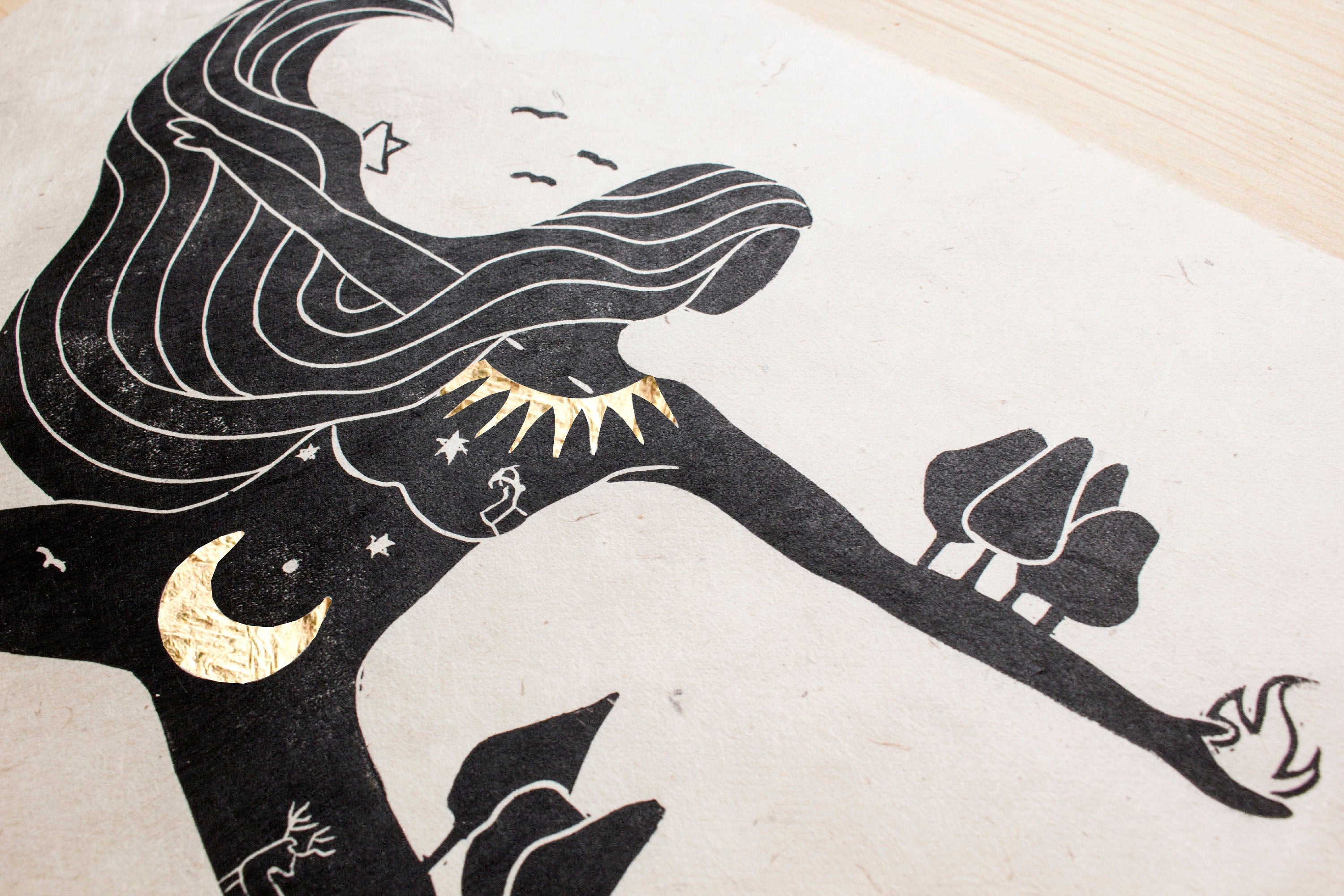 Die wilde Göttin Linoldruck - art.from.ilkas.heart