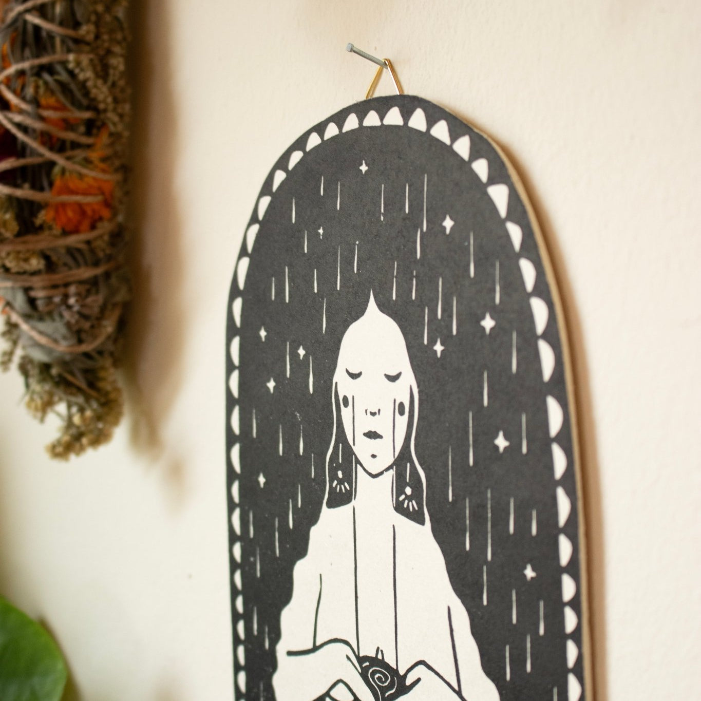 Die Trauernde - Linoldruck - art.from.ilkas.heart