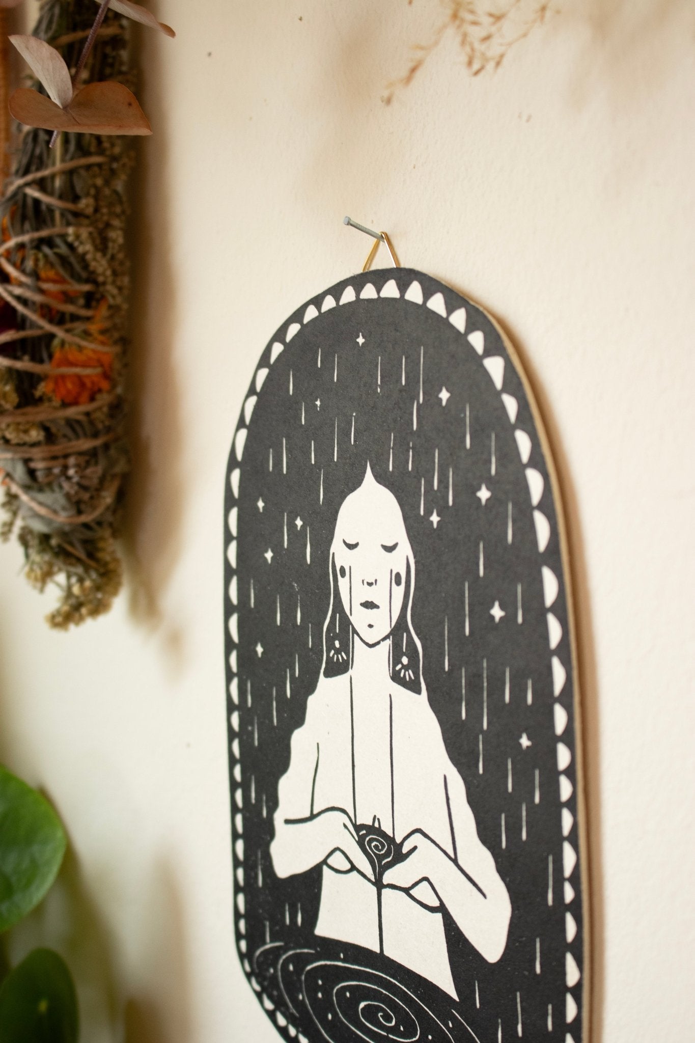 Die Trauernde - Linoldruck - art.from.ilkas.heart