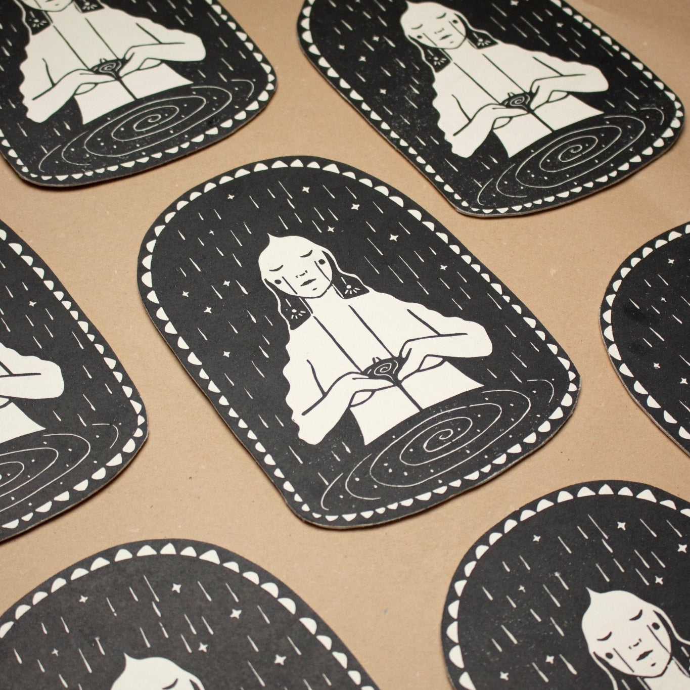 Die Trauernde - Linoldruck - art.from.ilkas.heart