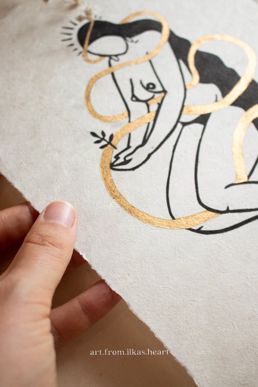 Earthkeeper Goddess Linoldruck - art.from.ilkas.heart