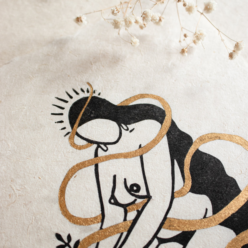 Earthkeeper Goddess Linoldruck - art.from.ilkas.heart