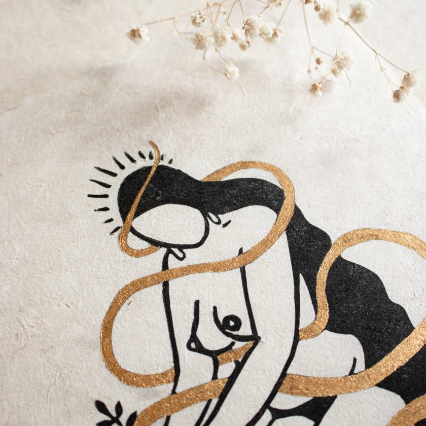 Earthkeeper Goddess Linoldruck - art.from.ilkas.heart