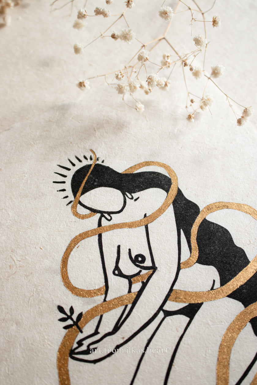 Earthkeeper Goddess Linoldruck - art.from.ilkas.heart