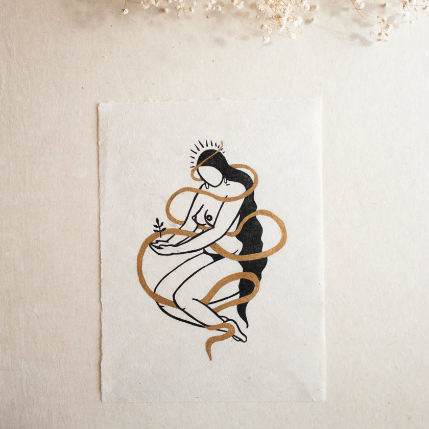 Earthkeeper Goddess Linoldruck - art.from.ilkas.heart