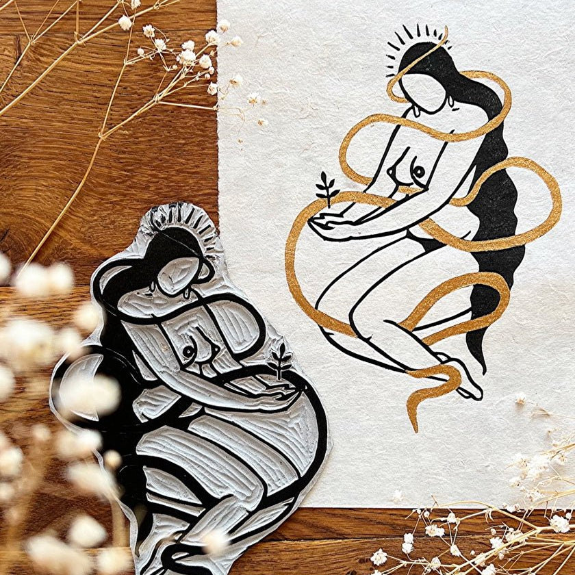 Earthkeeper Goddess Linoldruck - art.from.ilkas.heart