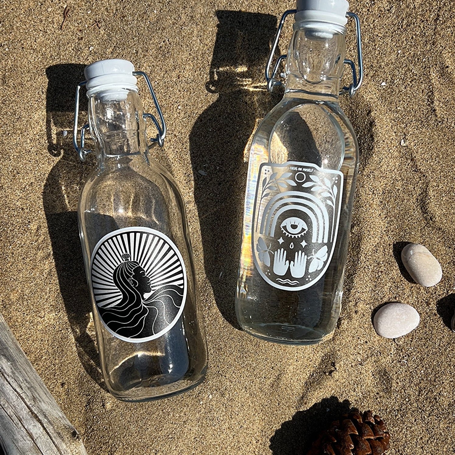 Die Quellflasche - Trinkflasche auf Glas - art.from.ilkas.heart