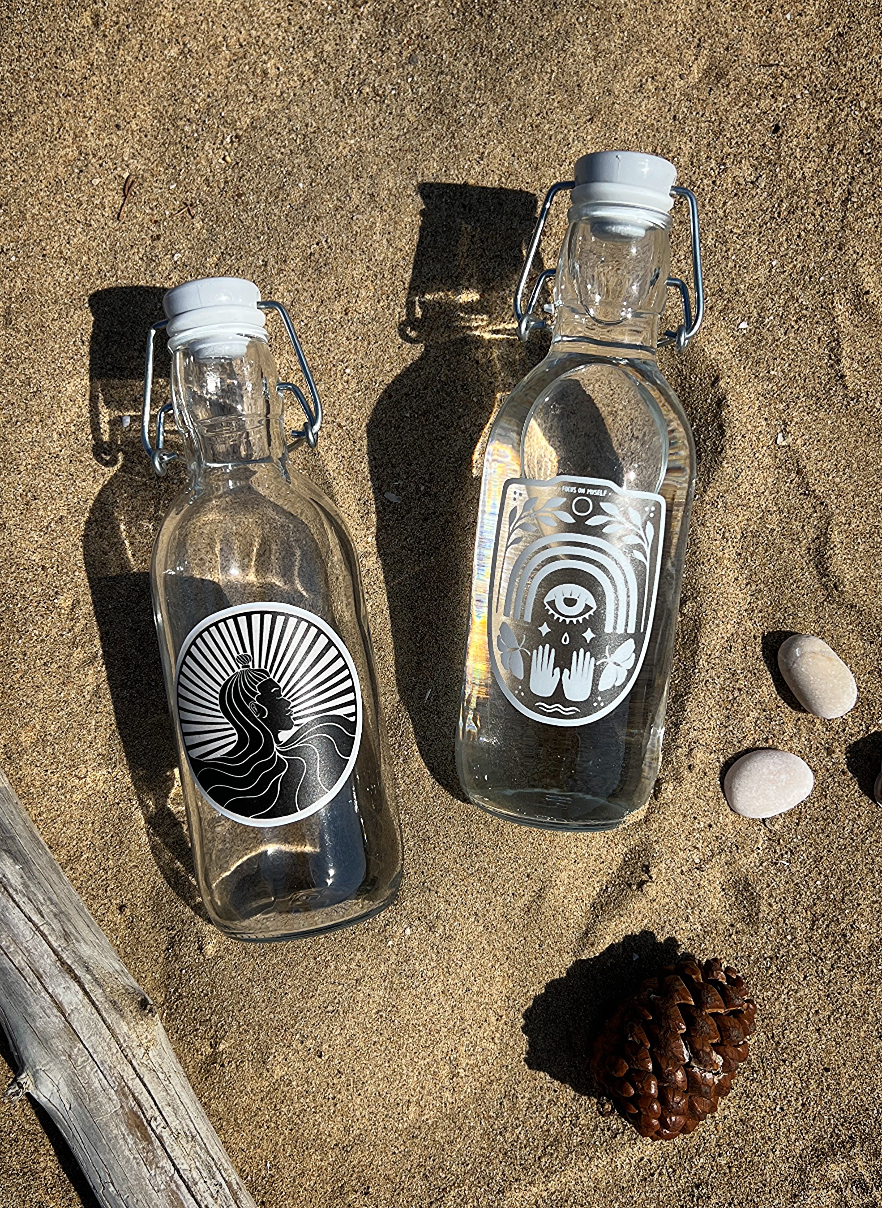 Die Quellflasche - Trinkflasche auf Glas - art.from.ilkas.heart