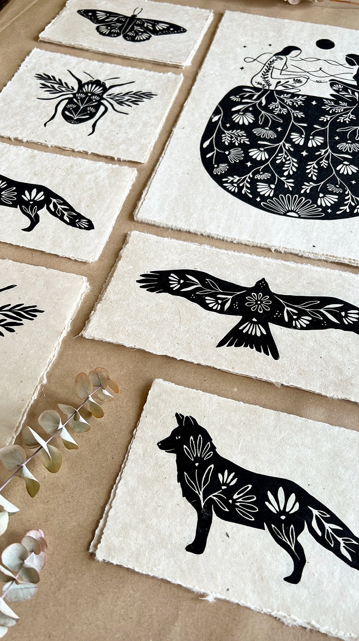 Fuchs & Blumen Linoldruck - art.from.ilkas.heart