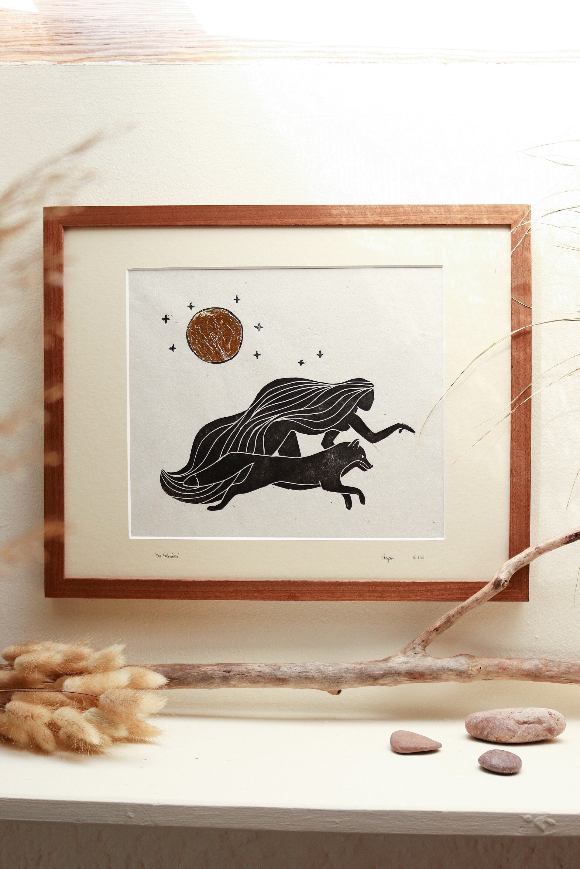 Fuchs Frau Linoldruck - art.from.ilkas.heart