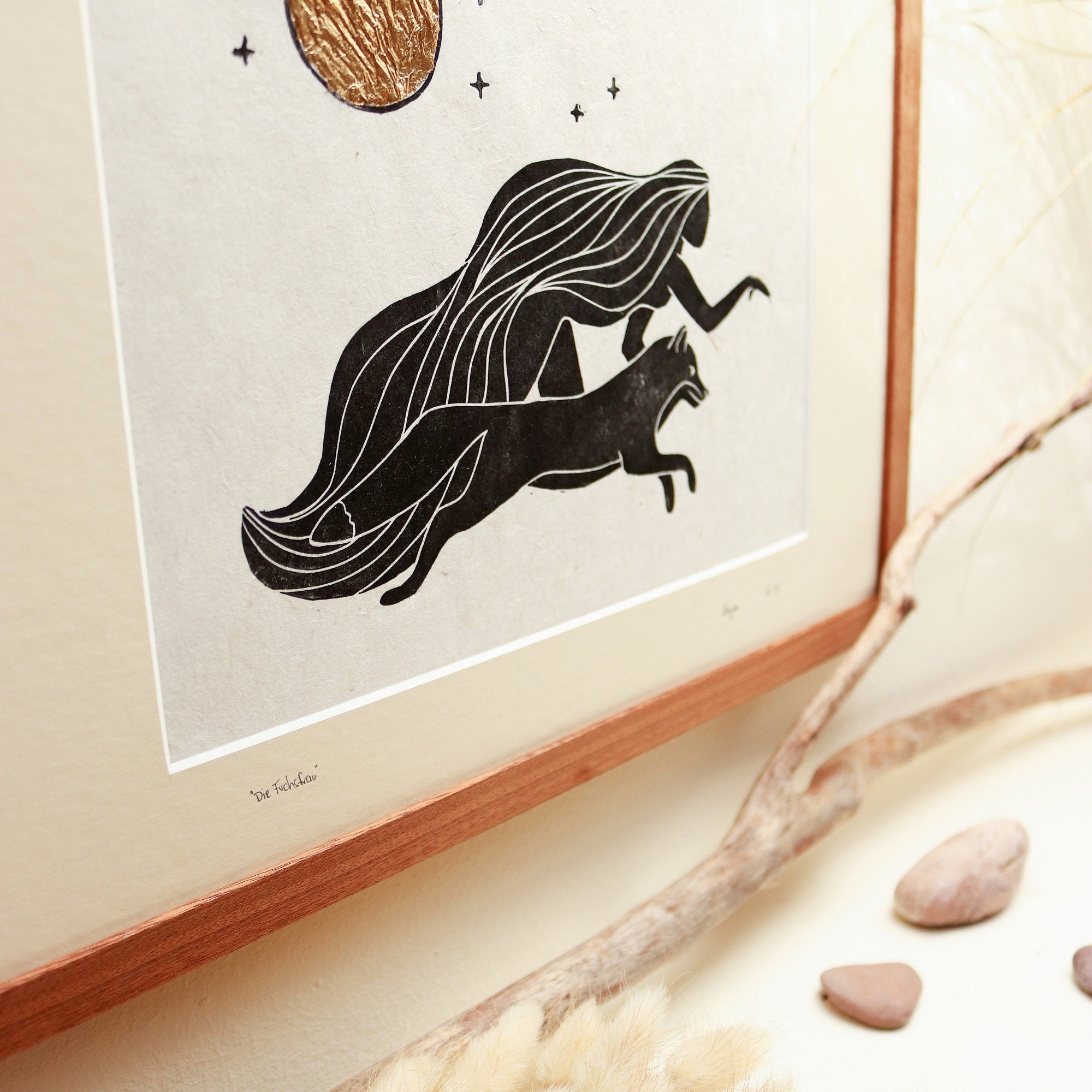 Fuchs Frau Linoldruck - art.from.ilkas.heart