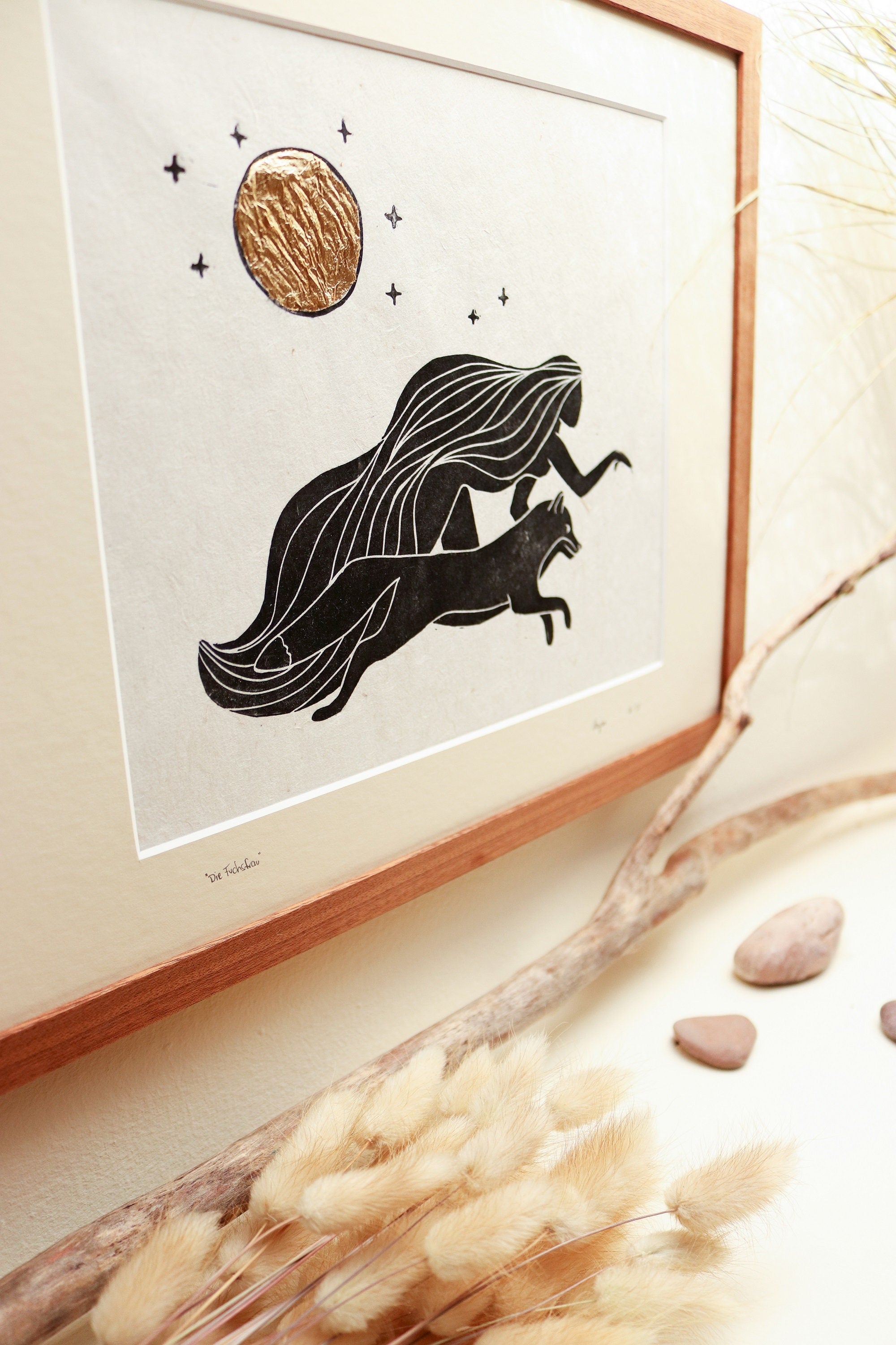 Fuchs Frau Linoldruck - art.from.ilkas.heart