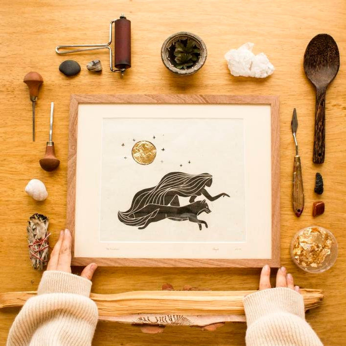 Fuchs Frau Linoldruck - art.from.ilkas.heart