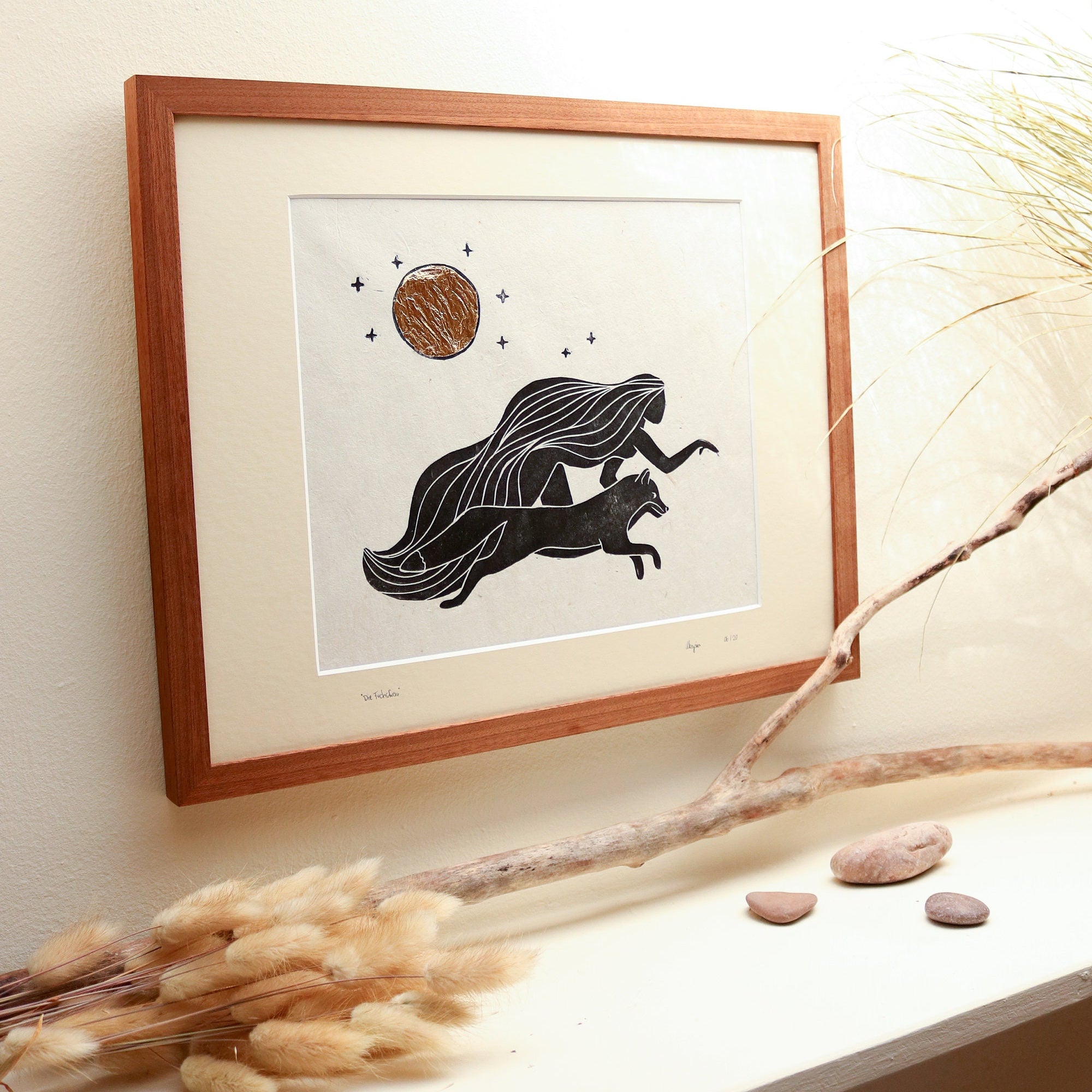 Fuchs Frau Linoldruck - art.from.ilkas.heart