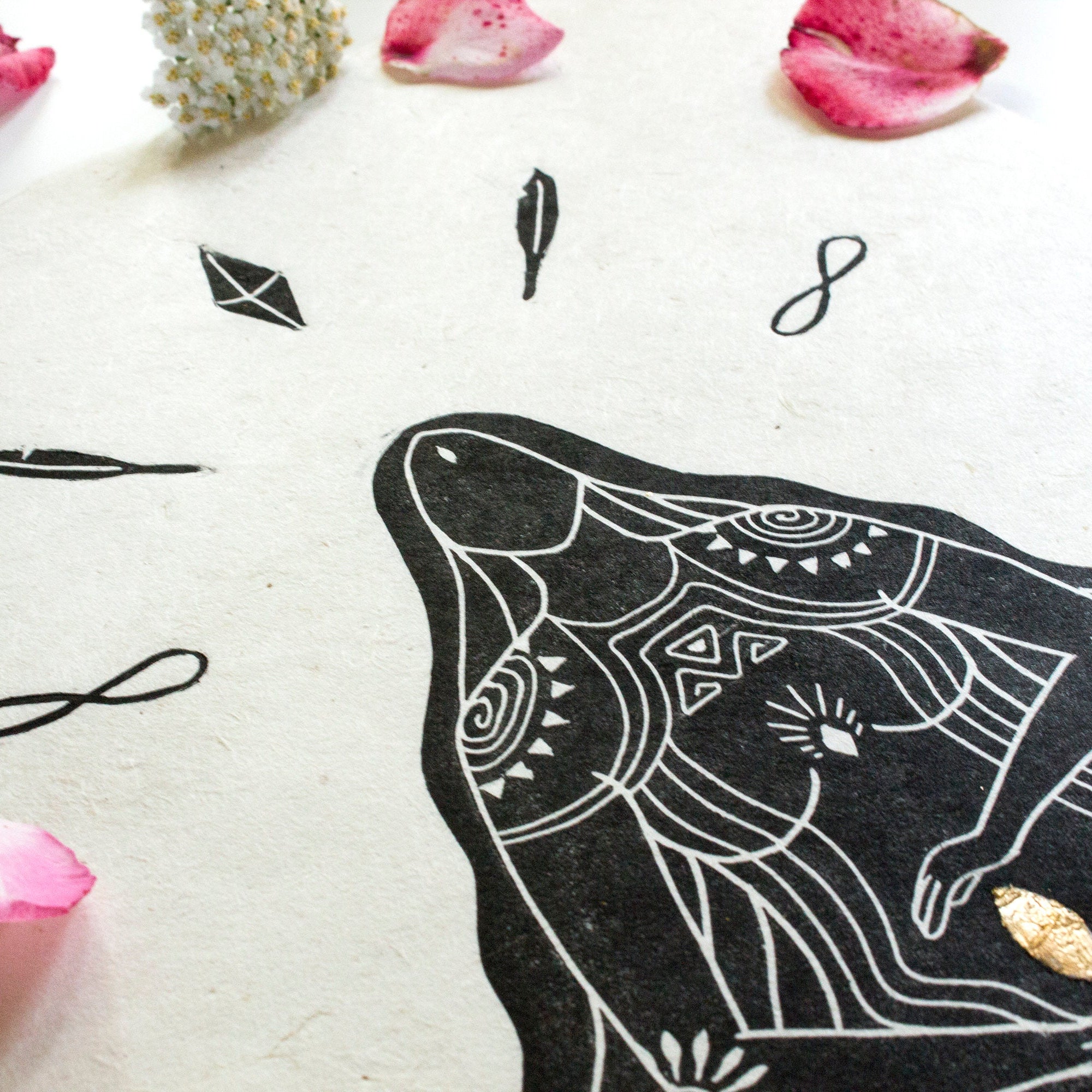 Göttin der Empfängnis Linoldruck - art.from.ilkas.heart