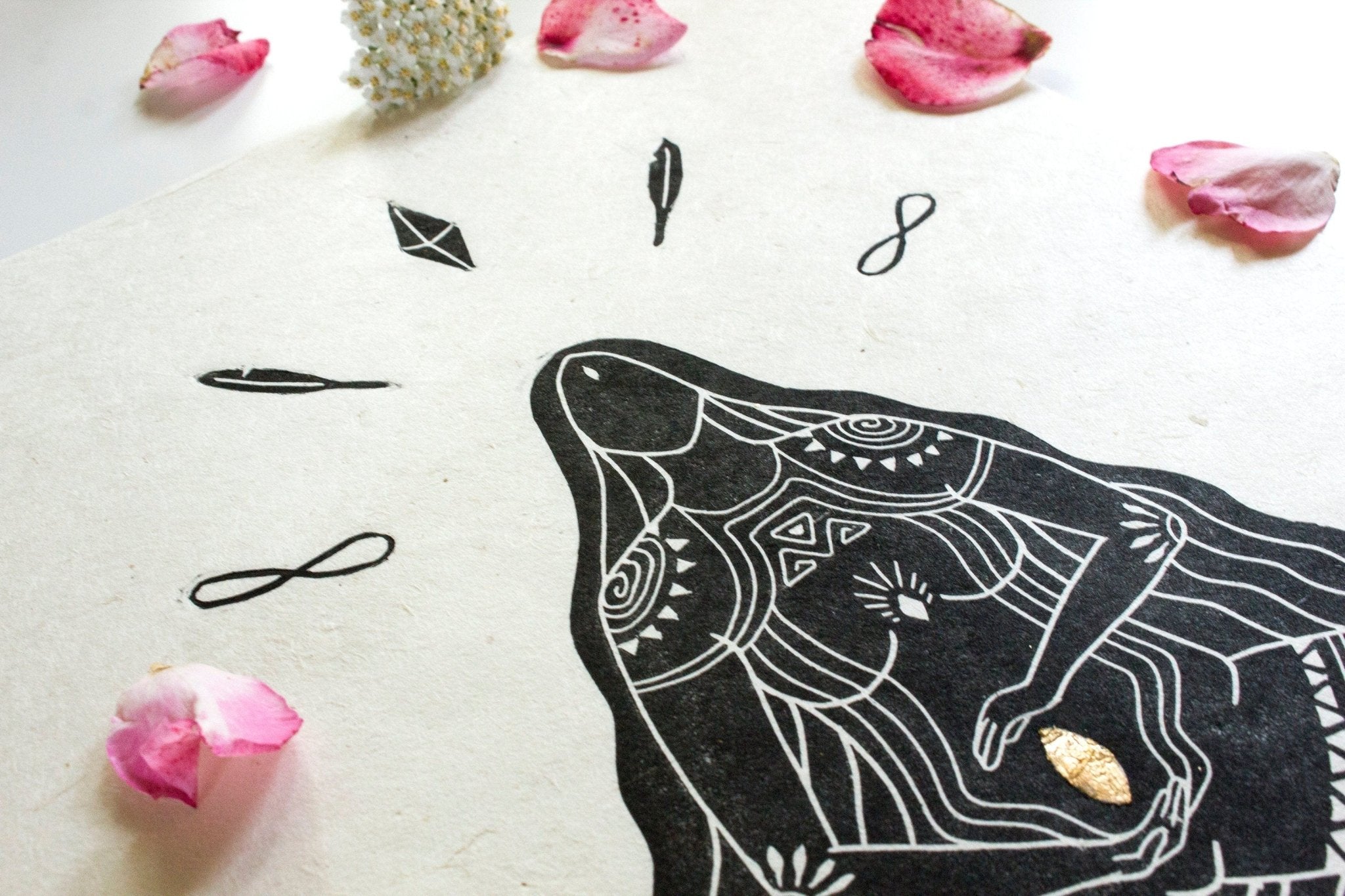 Göttin der Empfängnis Linoldruck - art.from.ilkas.heart