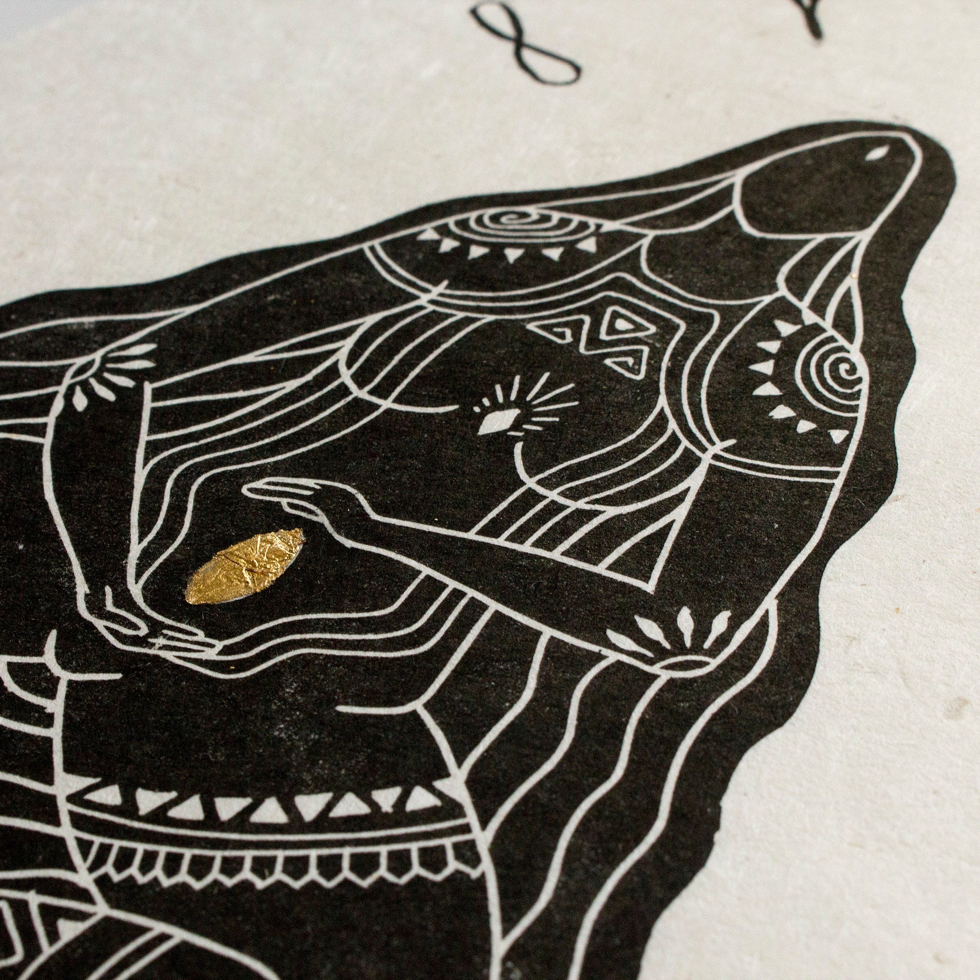 Göttin der Empfängnis Linoldruck - art.from.ilkas.heart