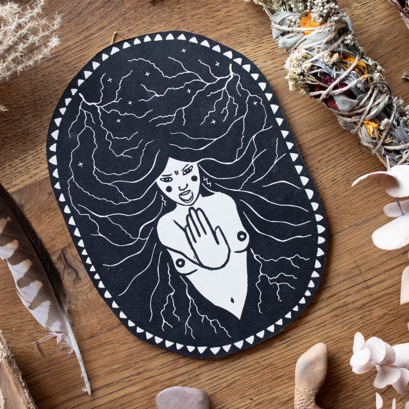 Die Wut - Linoldruck - art.from.ilkas.heart