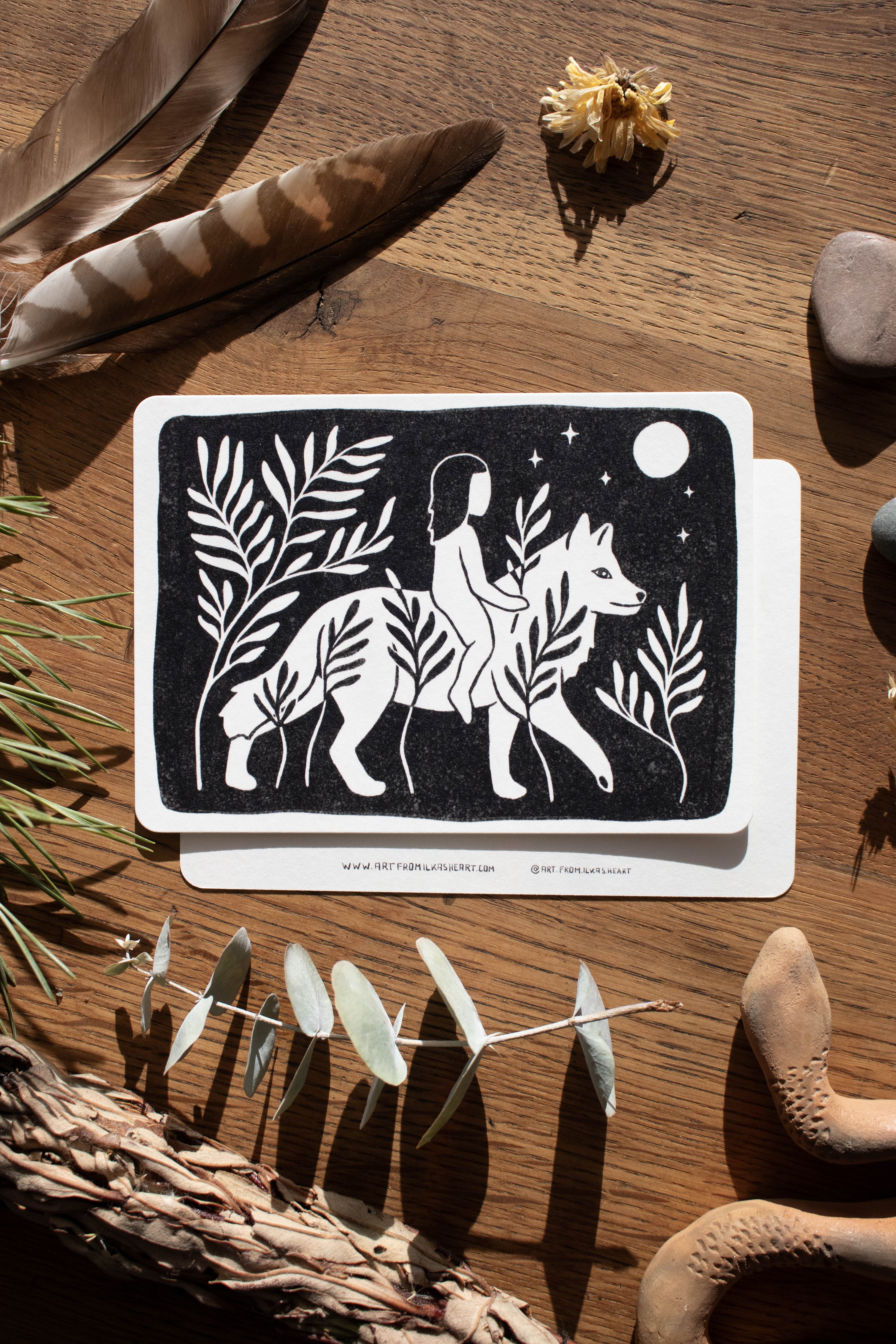 Wolf Mother of the wild Child - Postkarte - art.from.ilkas.heart