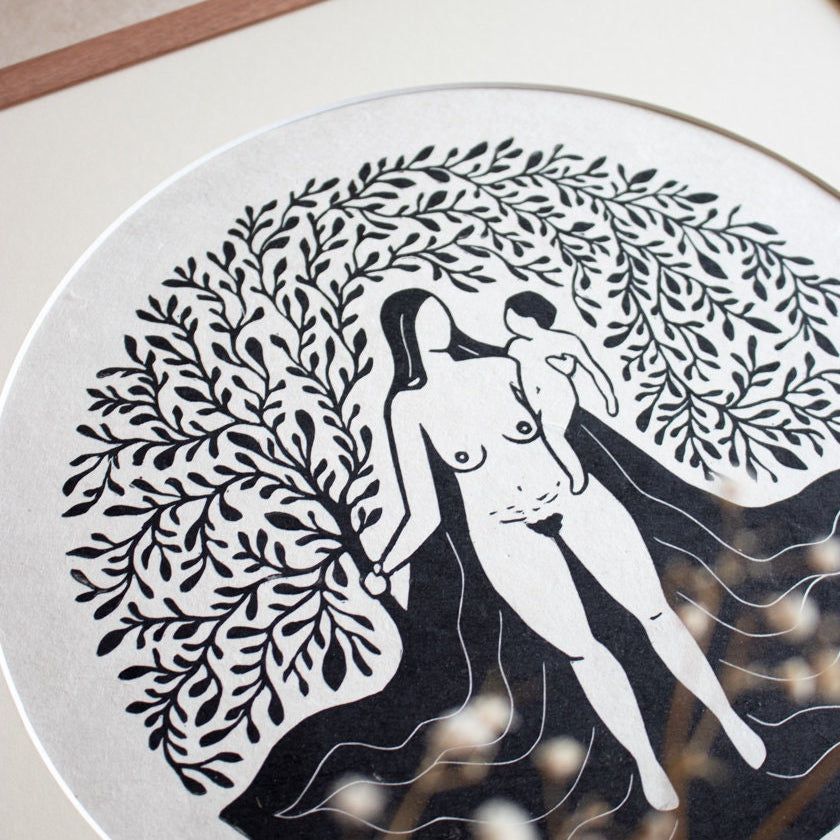 Goddess and her inner child Linoldruck - art.from.ilkas.heart