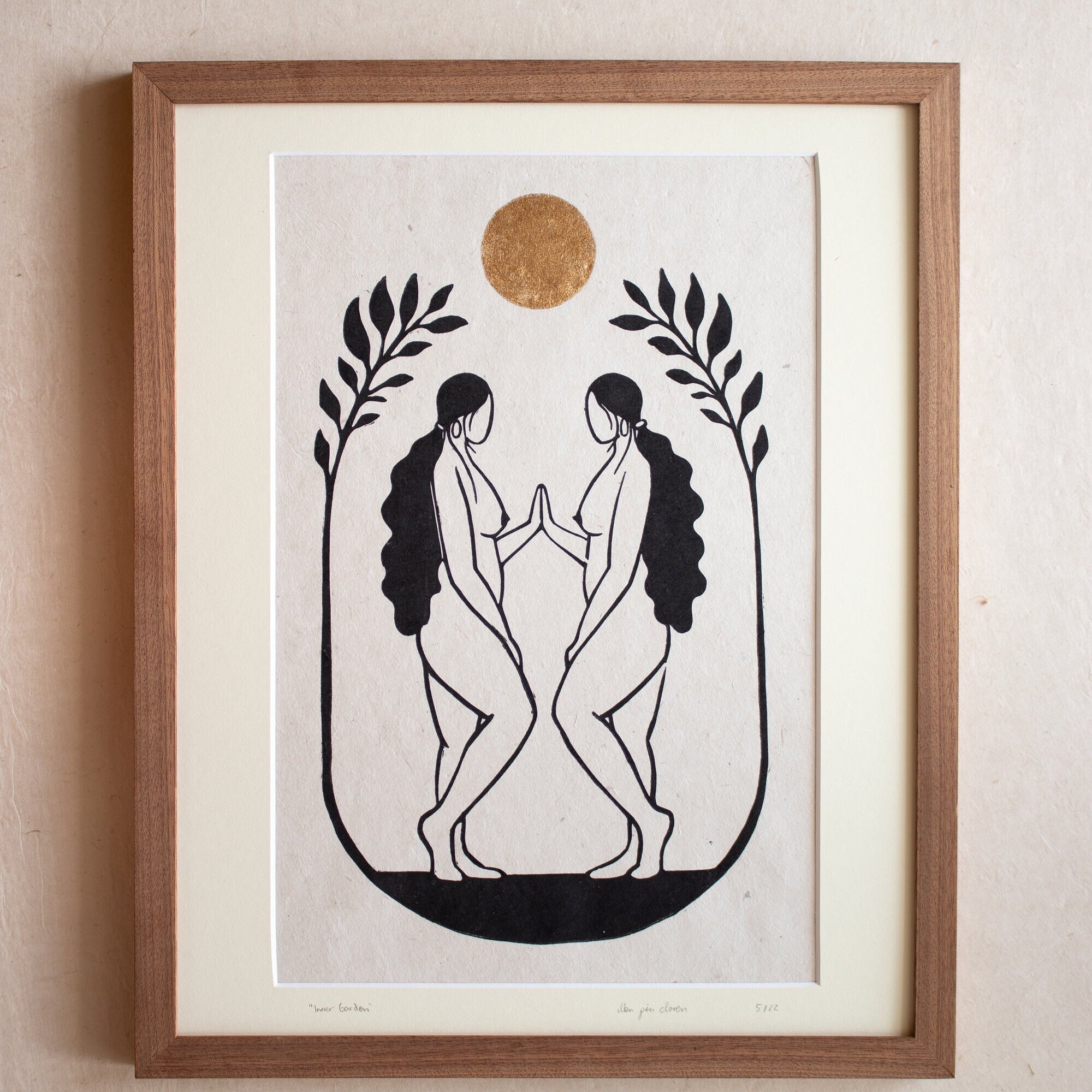 Goddess meeting herself Linoldruck - art.from.ilkas.heart