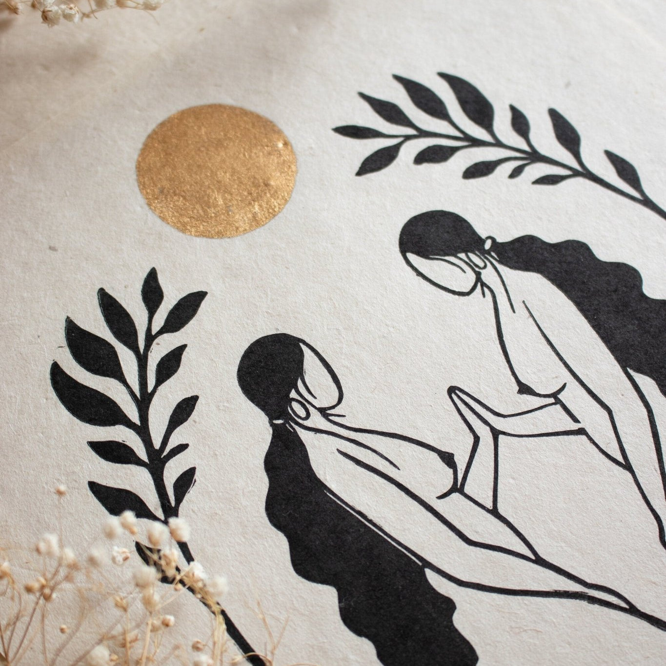 Goddess meeting herself Linoldruck - art.from.ilkas.heart