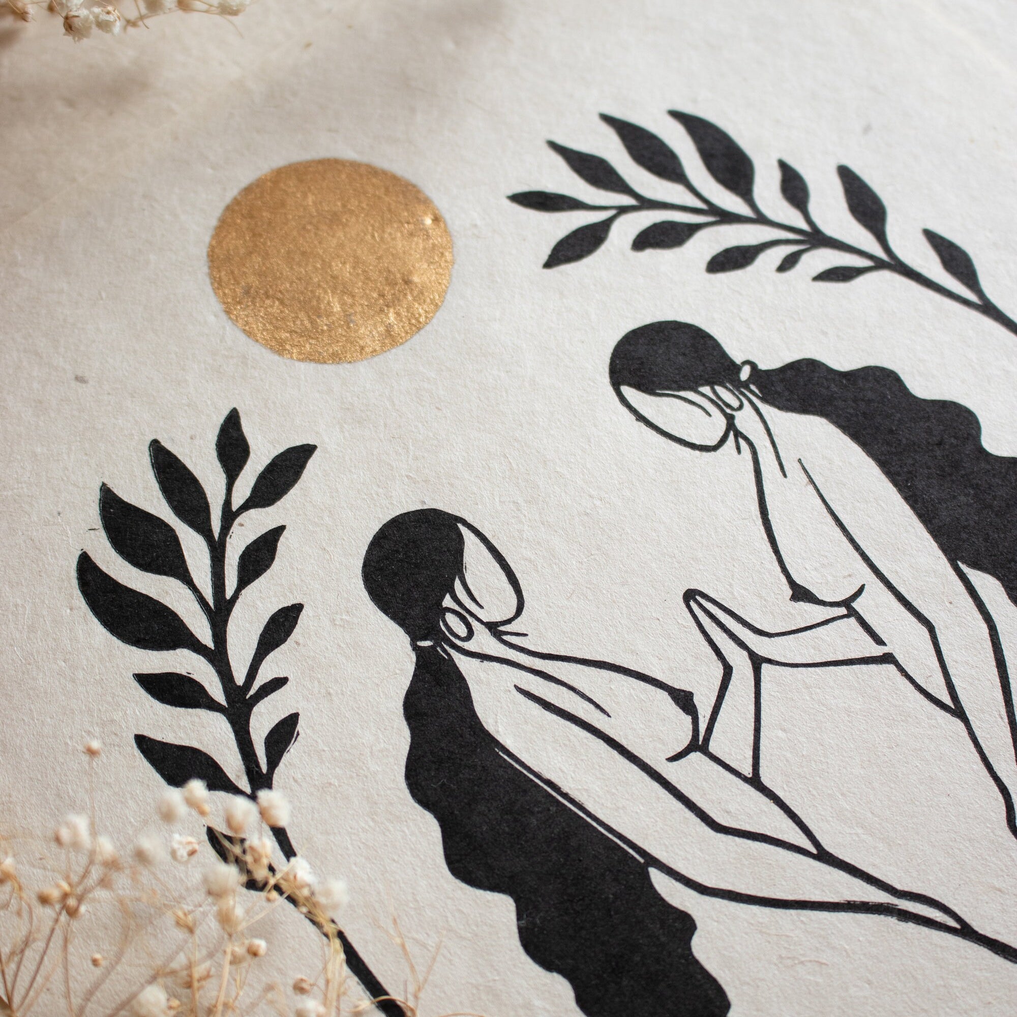 Goddess meeting herself Linoldruck - art.from.ilkas.heart