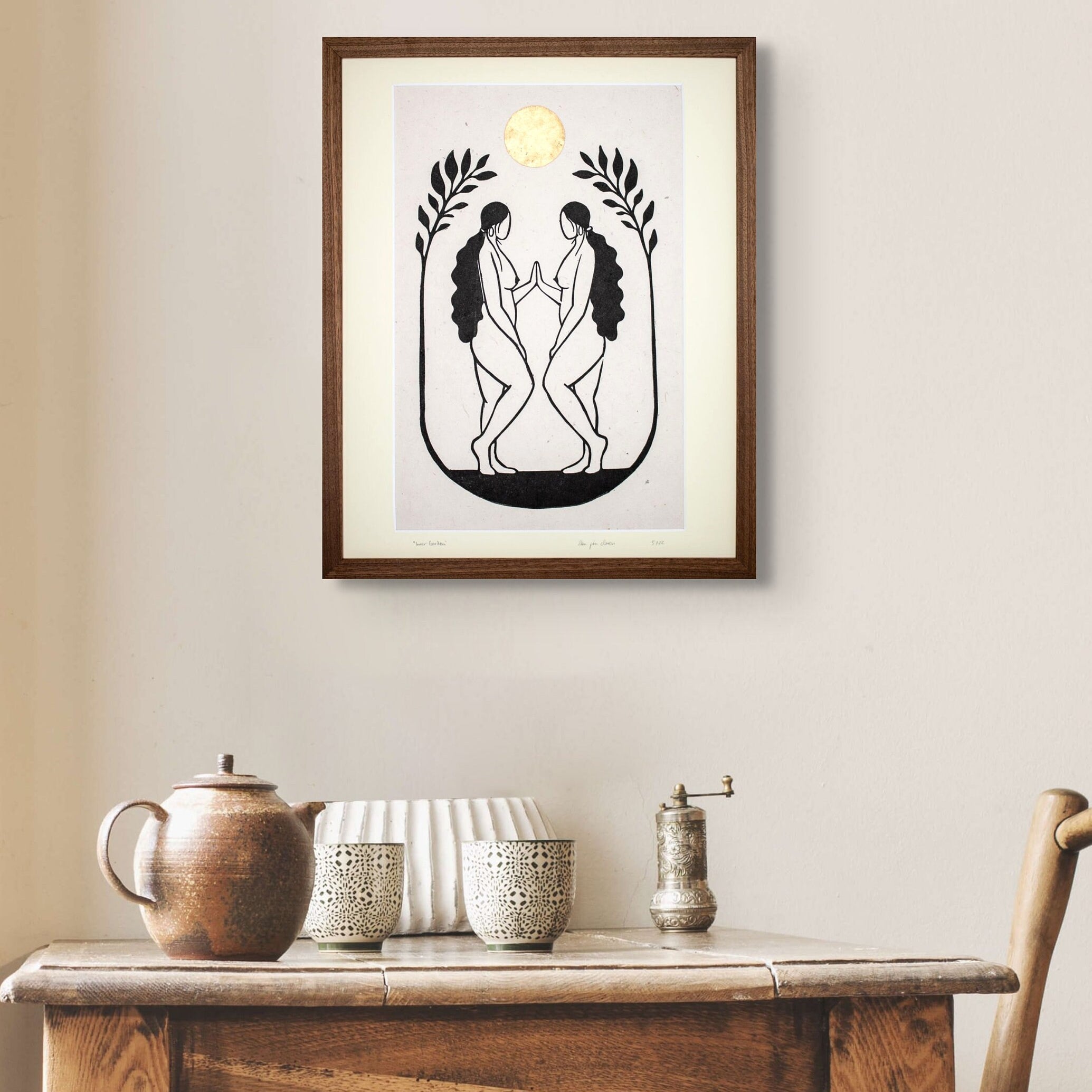 Goddess meeting herself Linoldruck - art.from.ilkas.heart